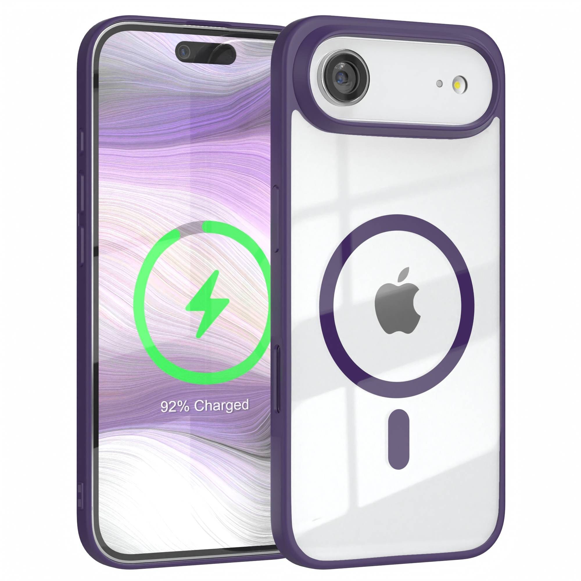 EAZY CASE Handyhülle Transparente Hülle mit MagSafe für iPhone Air 6,5 Zoll, Hülle mit Kameraschutz, Smart Case kompatibel mit Magsafe, Violett