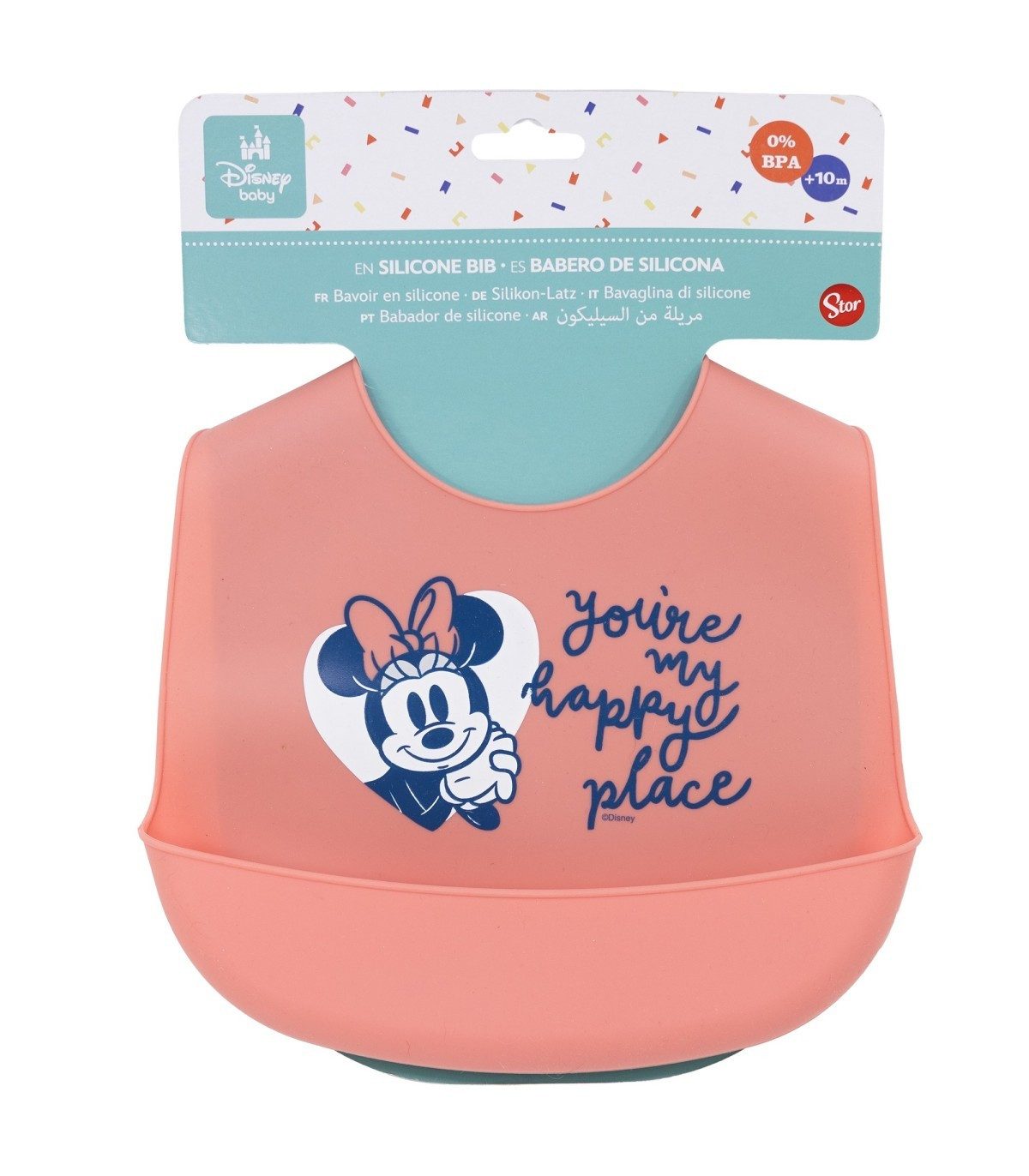Disney Minnie Mouse Lätzchen Kleinkind Lätzchen Silikon Essschutz Full of Smiles, (Packung)
