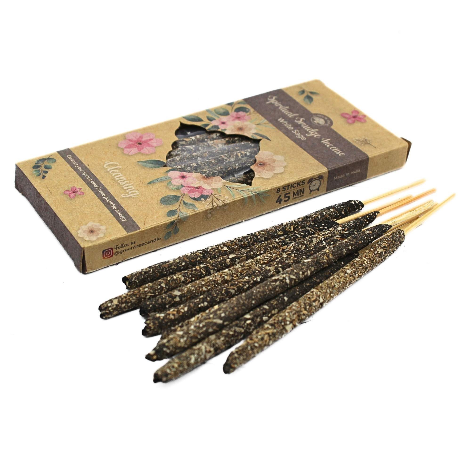 Green Tree Ароматичні палички Green Tree Spiritual Smudge Incense "Cleansing White Sage", 8 dicke St