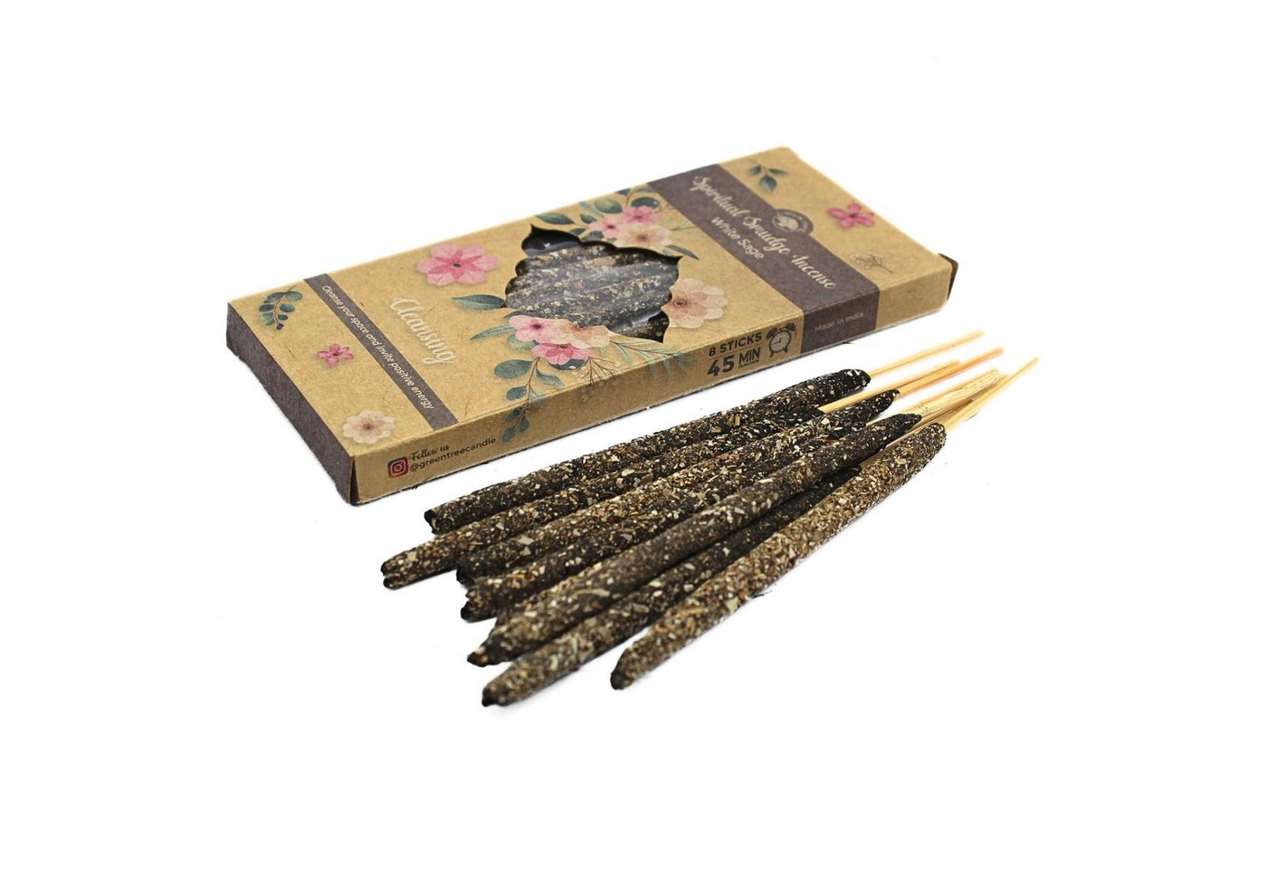 Green Tree Räucherstäbchen Green Tree Spiritual Smudge Incense "Cleansing White Sage", 8 dicke St