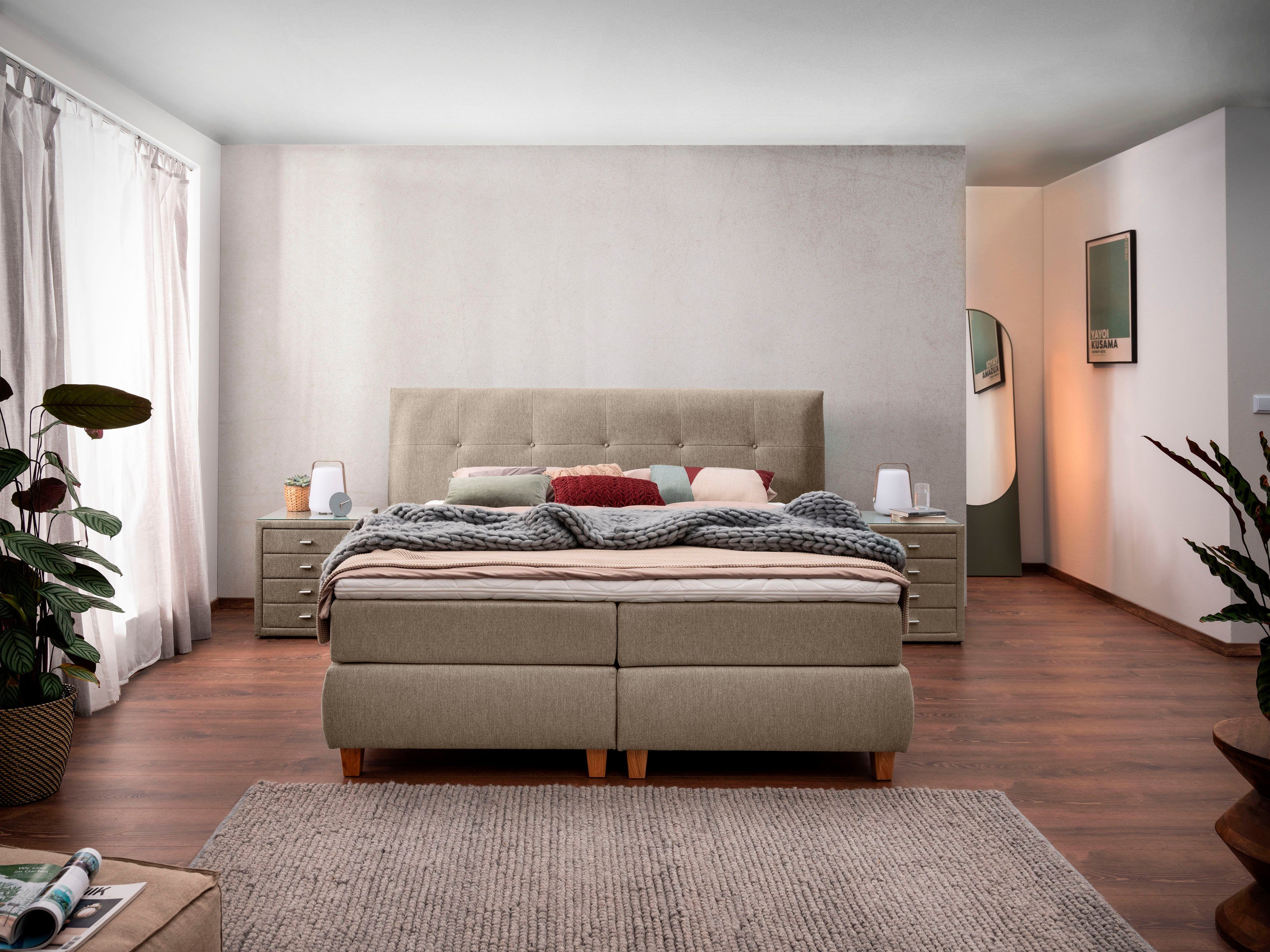 alina Boxspringbett Luella, ADA trendline Boxspringbett, inkl. Matratze und Viscoschaum-Topper