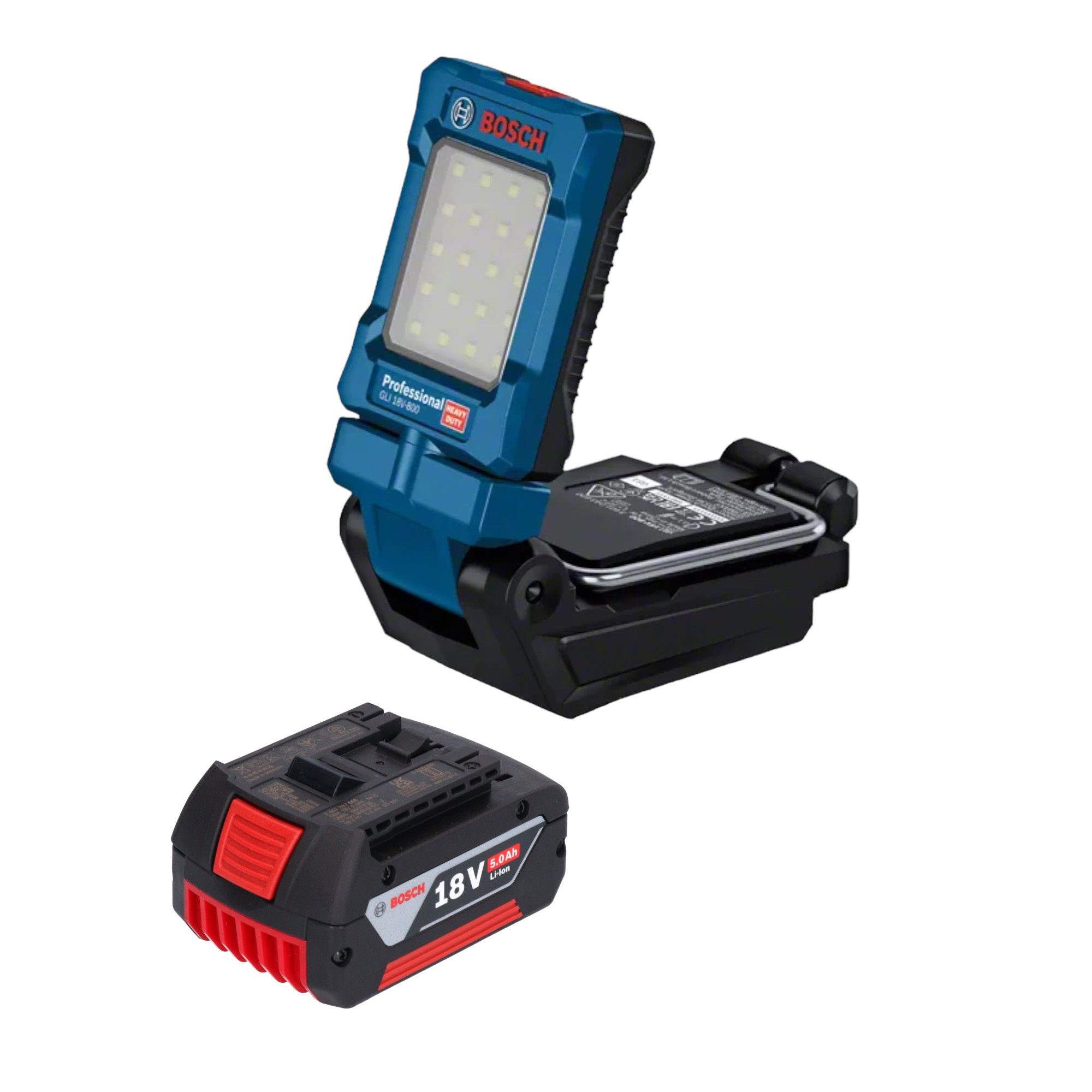 Bosch Professional Baustrahler GLI 18V-800 Professional 18 V 800 lm + 1x Akku 5,0 Ah - ohne Ladegerät