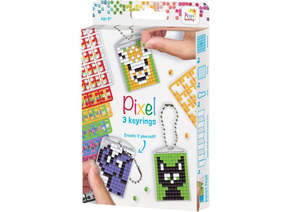 Schlüsselanhänger Pixel Medaillon Set Tiere