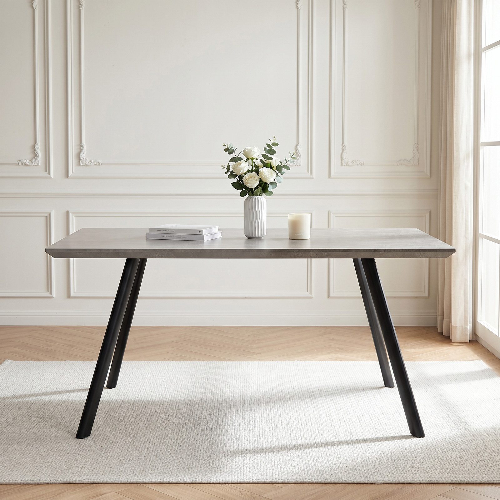 Jiexi Esstisch Moderner Esstisch, 120 cm × 73 cm, Tischplatte aus MDF, stabile Beine