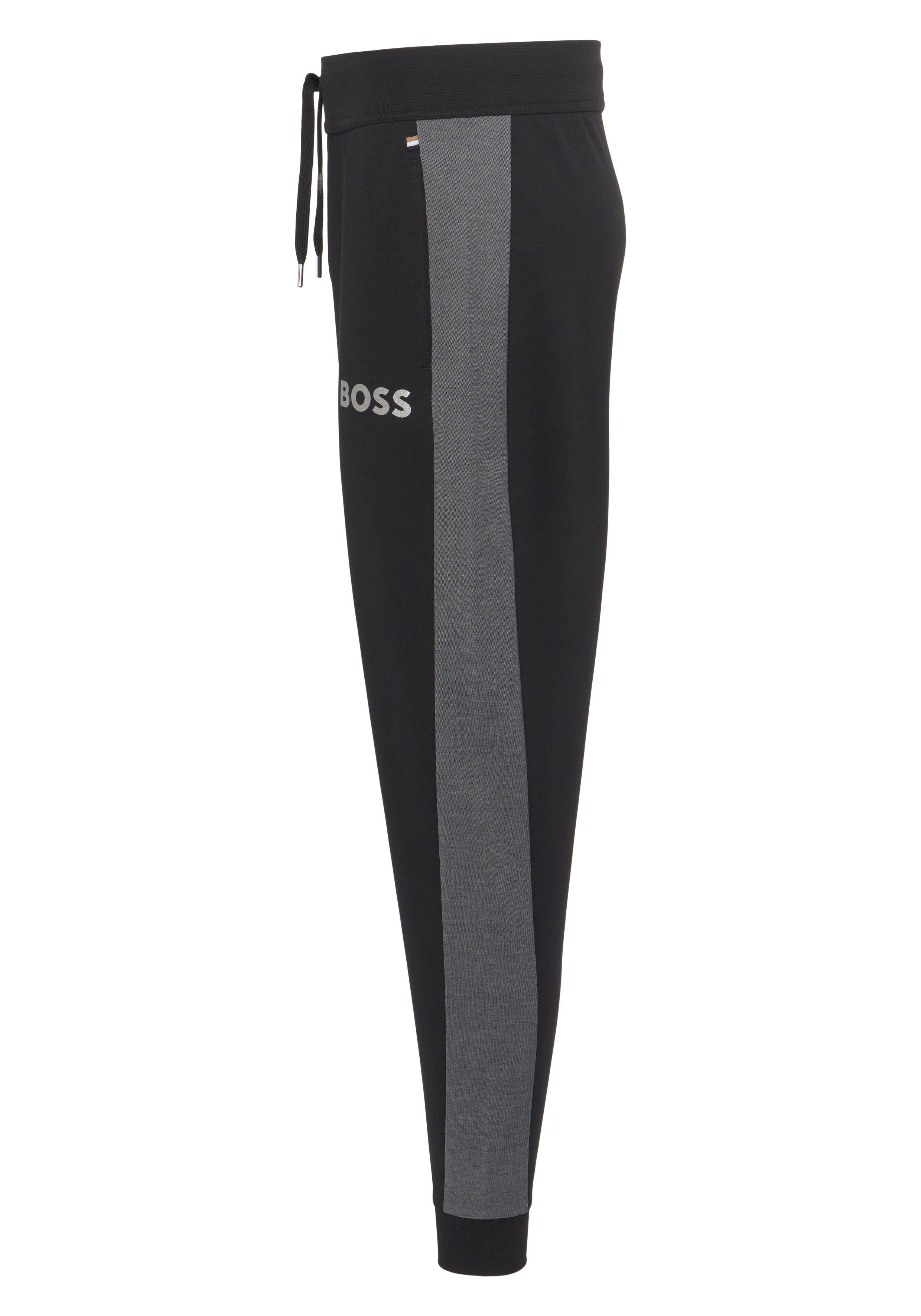 HUGO BOSS Homewearhose mit Black Pants kontrastfarbenem 22 Tracksuit 10166548 Seitenstreifen