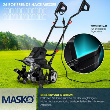 MASKO Elektromotorhacke, Gartenfräse elektrische Motorhacke 1500 Watt 40cm Arbeitsbreite 20cm
