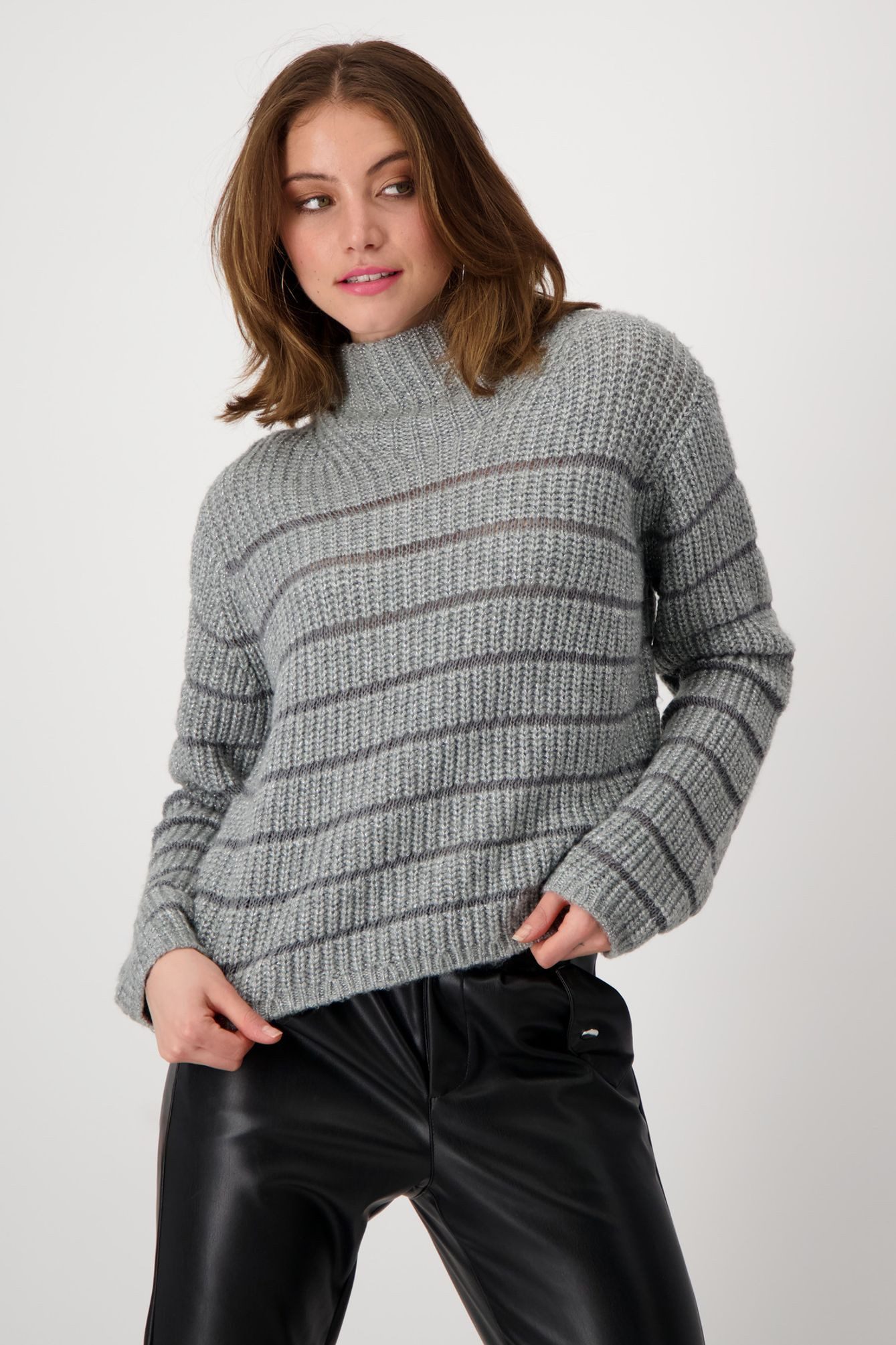 Monari Stehkragenpullover 807813 Perlfangmuster