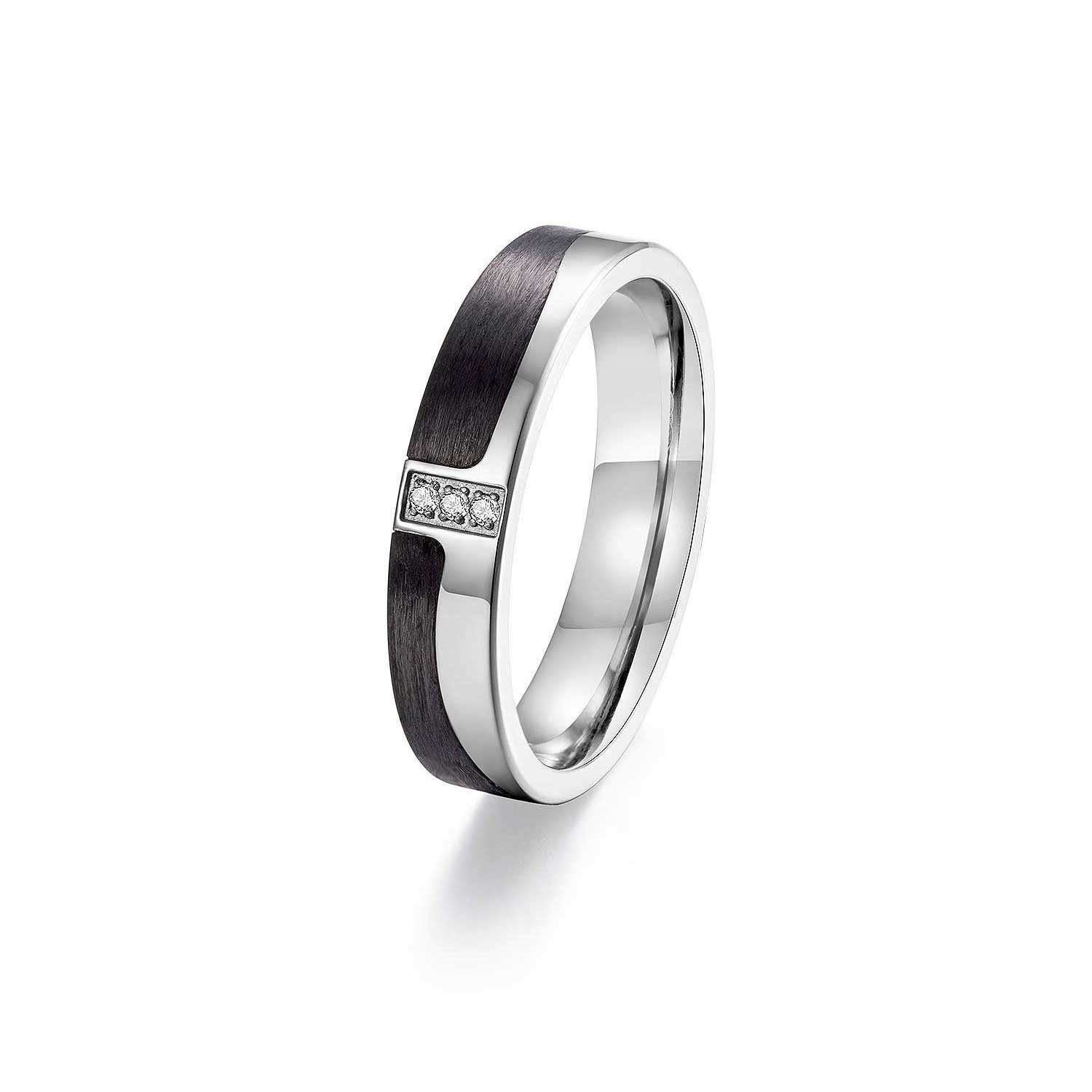 Adam & Eve Trauring Carbon/Titan - Eheringe, Partnerringe "AEC54M" ohne & mit Zirkonia