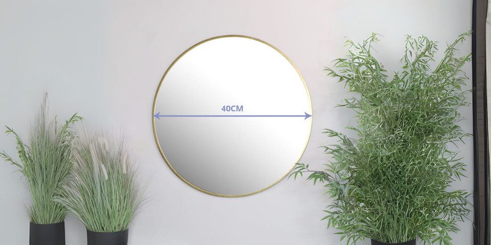 Best for Home Dekospiegel Runder Wandspiegel 40 cm Gold – Elegant & einfach zu montieren (Einzelprodukt, 1-St., Einzelstück), Kratzfest, pflegeleicht, feuchtigkeitsbeständig