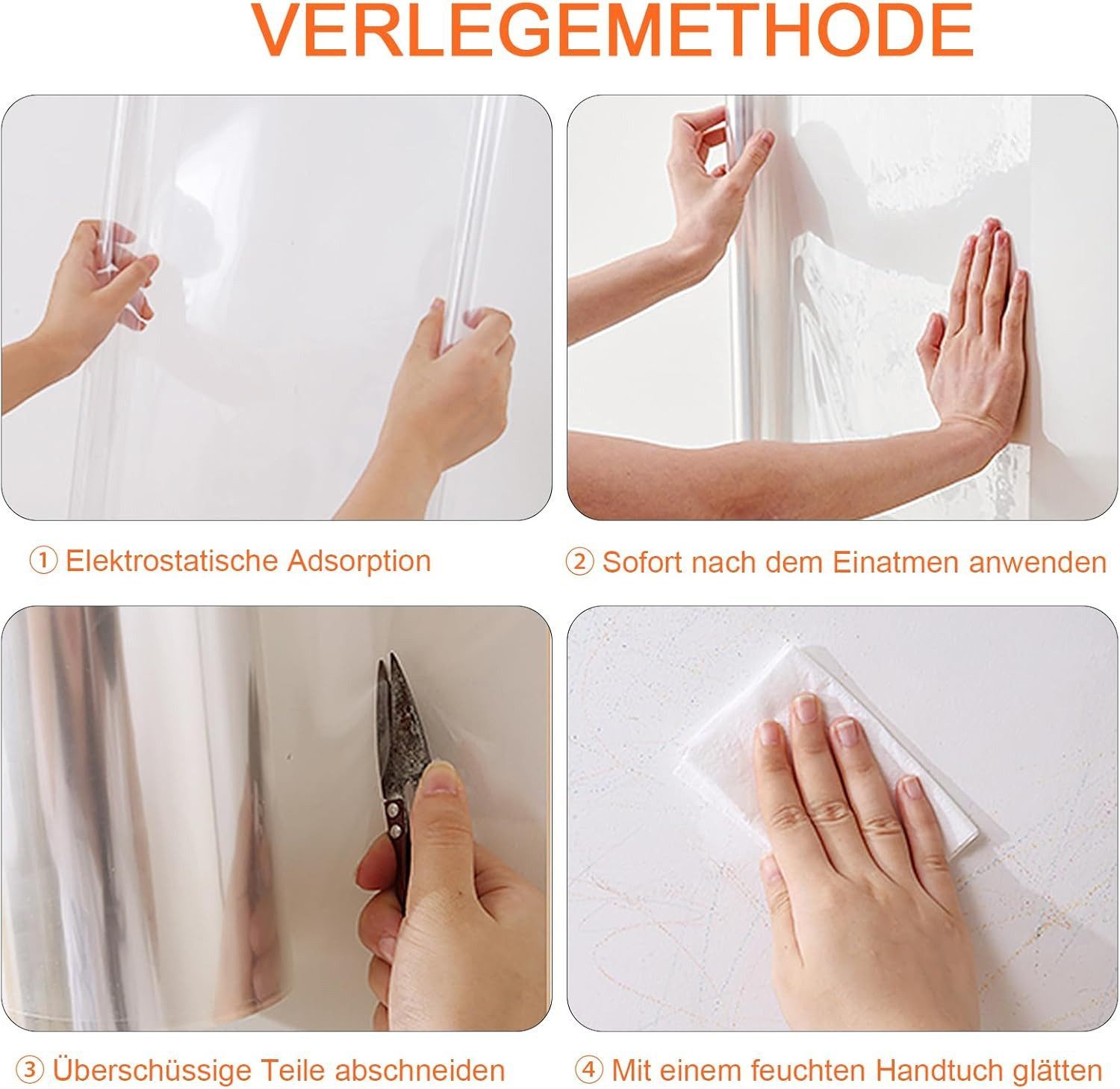 FELIXLEO Möbelfolie Transparent Wandschutzfolie Selbstklebend, 45x500cm Klebefolie, (2St)
