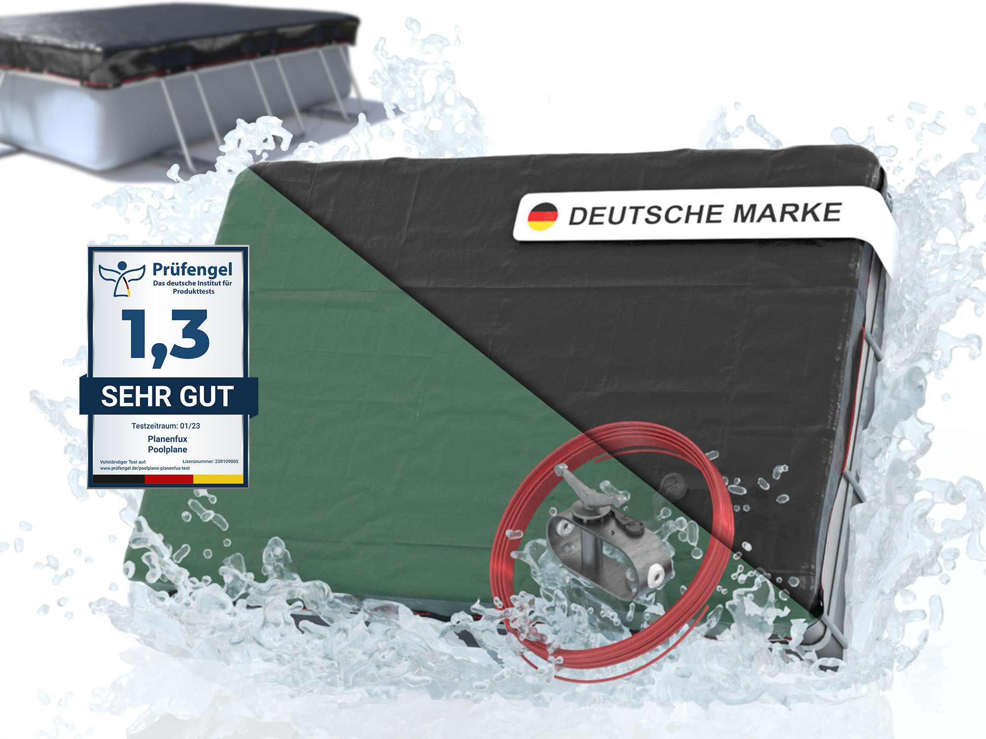Pool-Abdeckplane Beidseitig nutzbare 2-in-1 Poolplane für rechteckige Pools