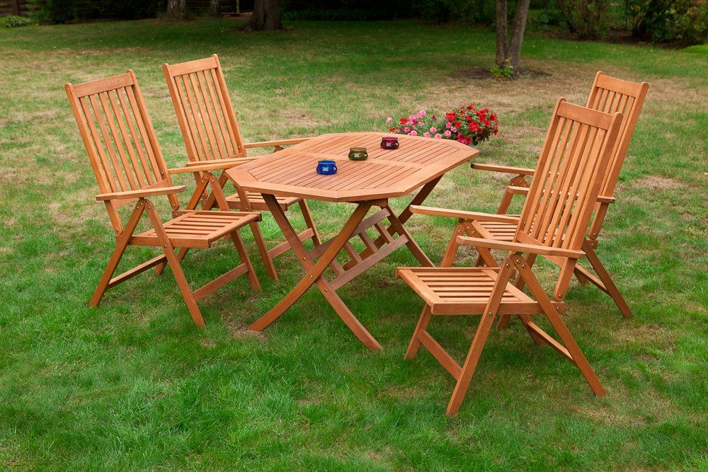 MERXX Gartenmöbelset »Vitoria«, 5tlg., 4 Sessel, Tisch, klappbar