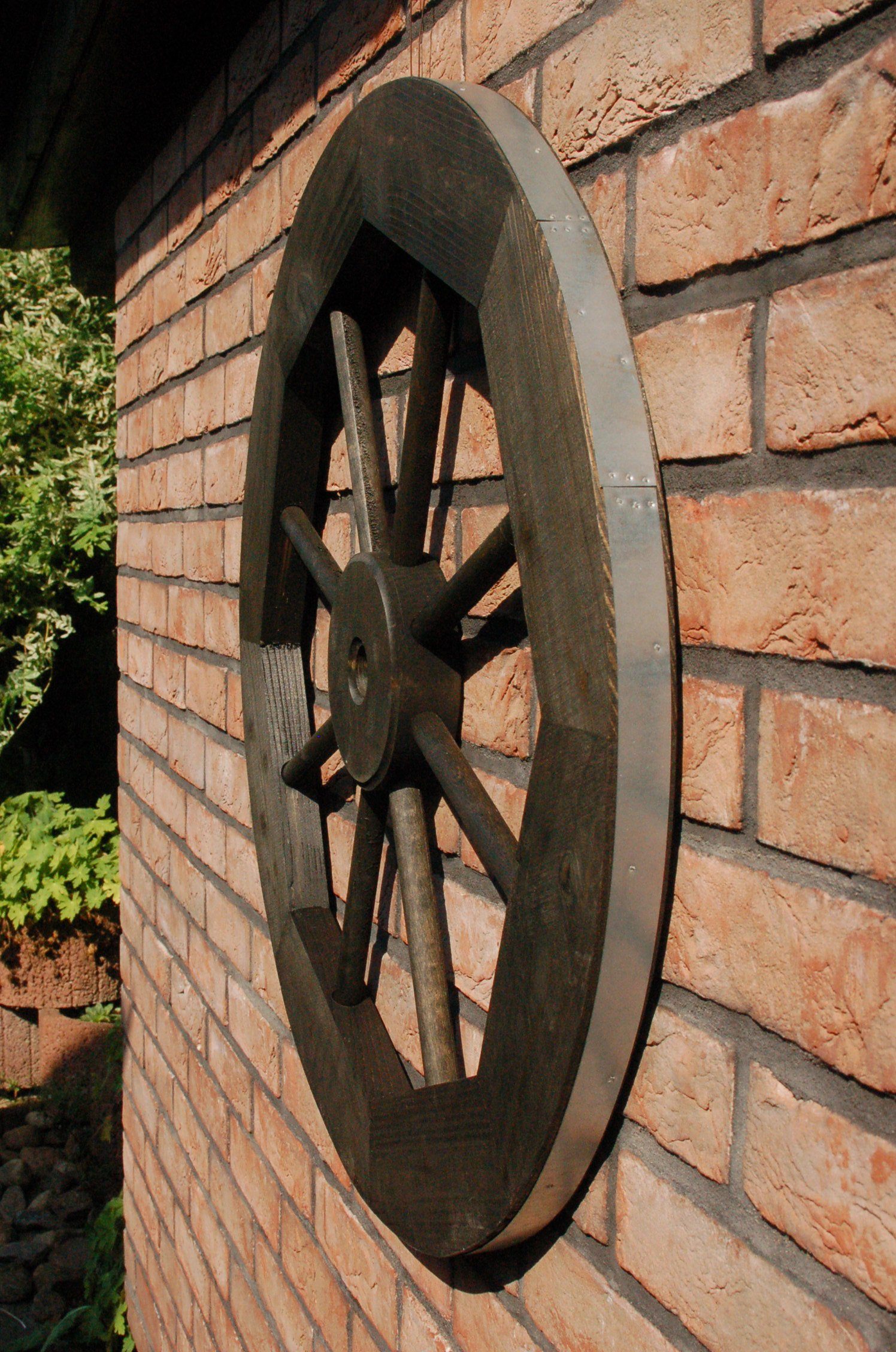 Gartenfigur SHOP Metallband HANNUSCH schwarz 50 cm 50 cm, Wagenrad DEKO DSH mit Wagenrad verzinkten