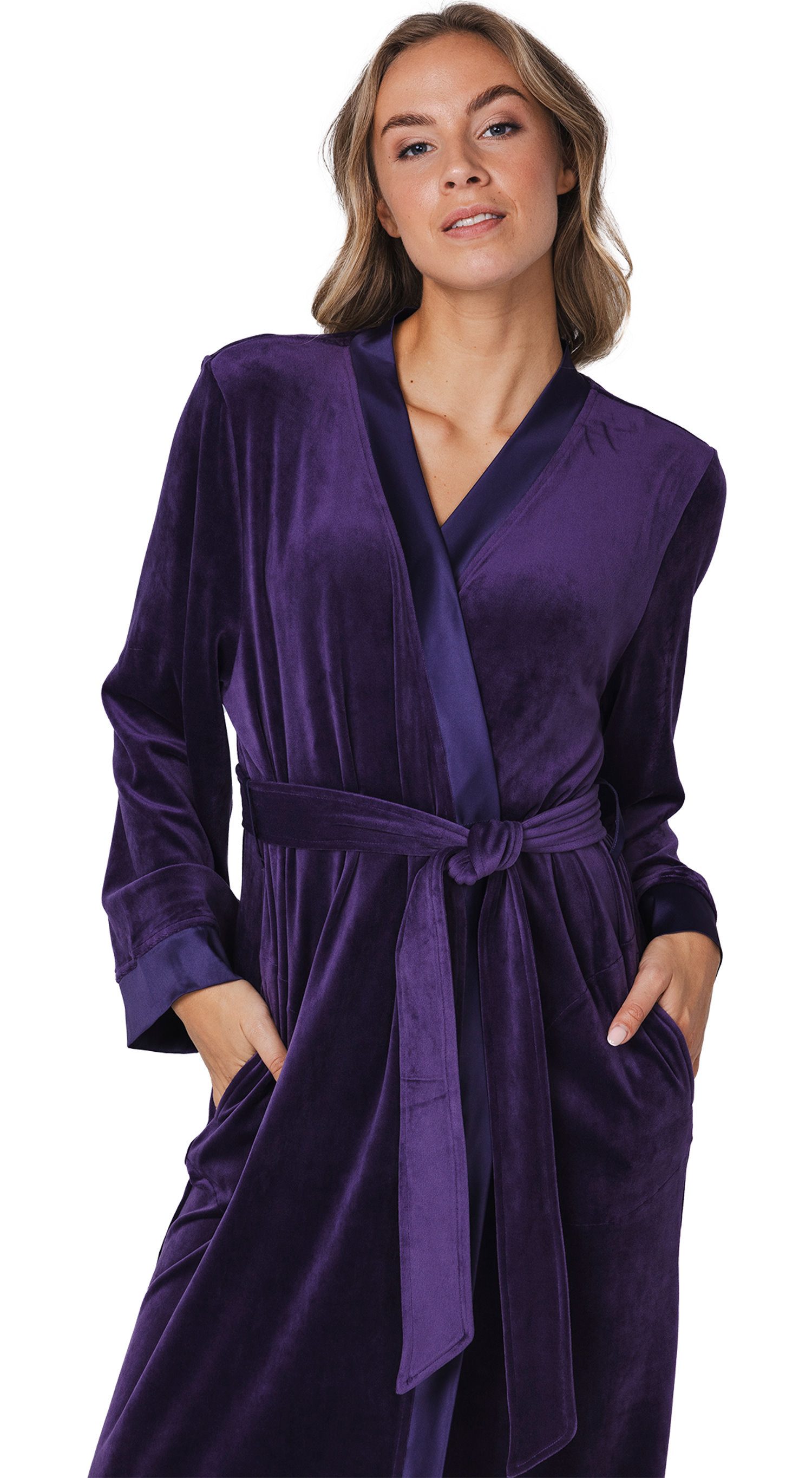 Pastunette Kimono Eleganter Damen Nikki Morgenmantel, lang, Polyestermischung, Kimonokragen, Gürtel, Edles Design