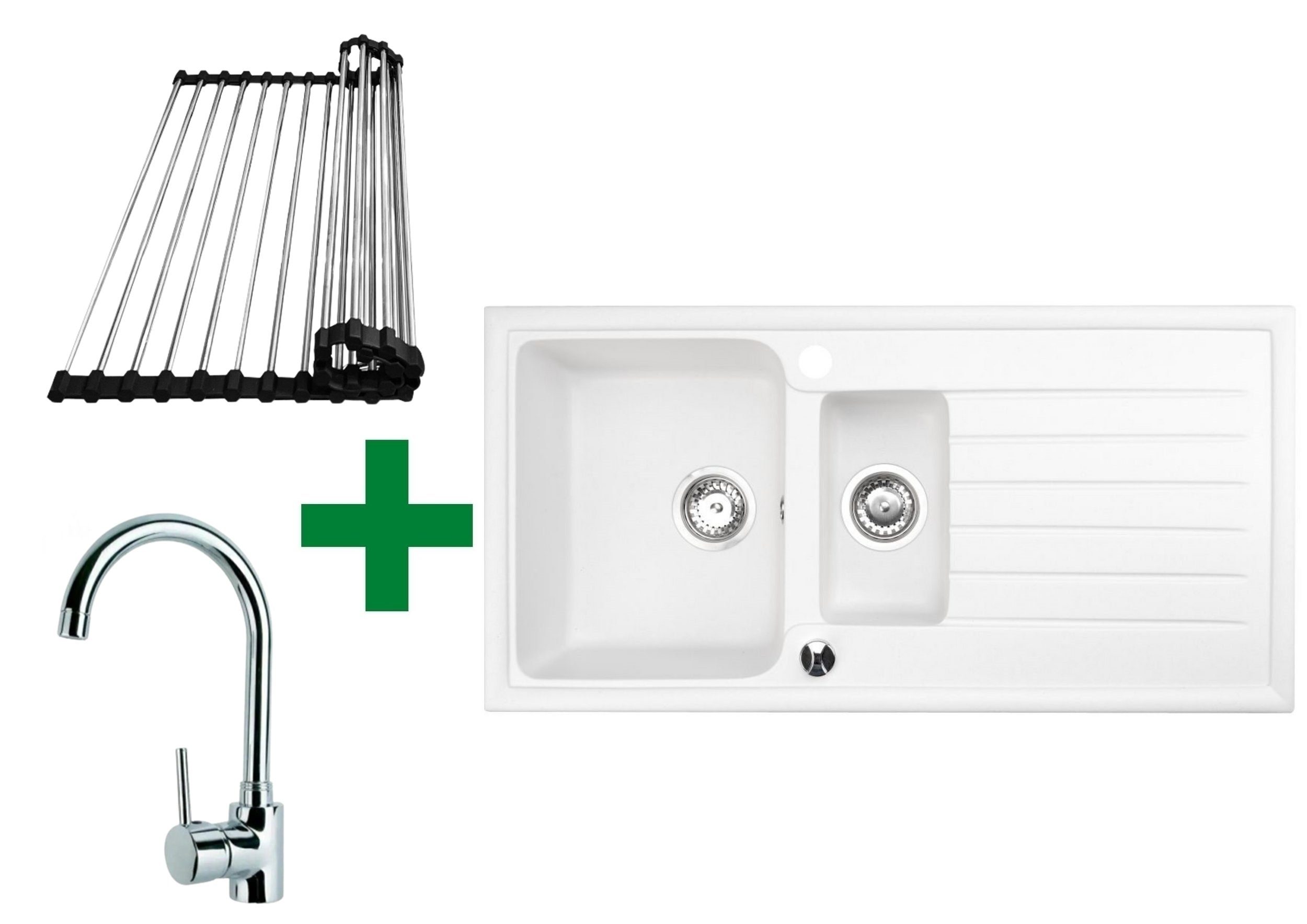 Faizee Möbel Granitspüle Granitspüle 100x50+Abtropfgitter(Armatur wählbar) günstig online kaufen