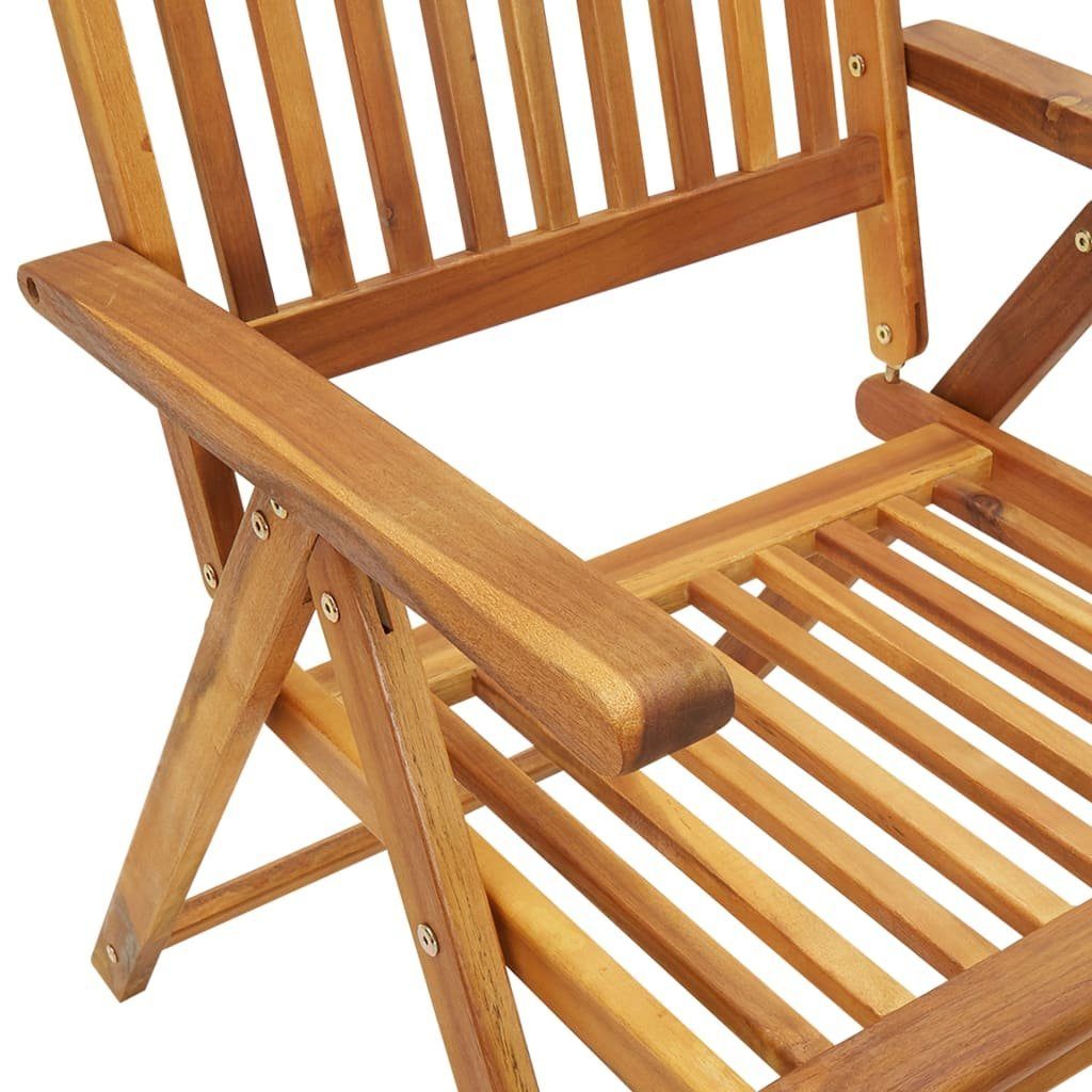 vidaXL Gartenstuhl Klappbare Gartenstühle 3 Akazie Stk Auflagen Holz Massivholz mit