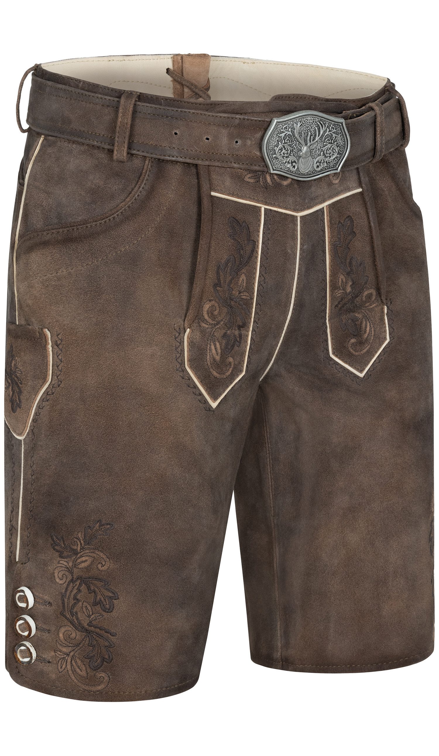 Nübler Trachtenlederhose Lederhose Kurz Steffl in Kaffeebohne von Nübler