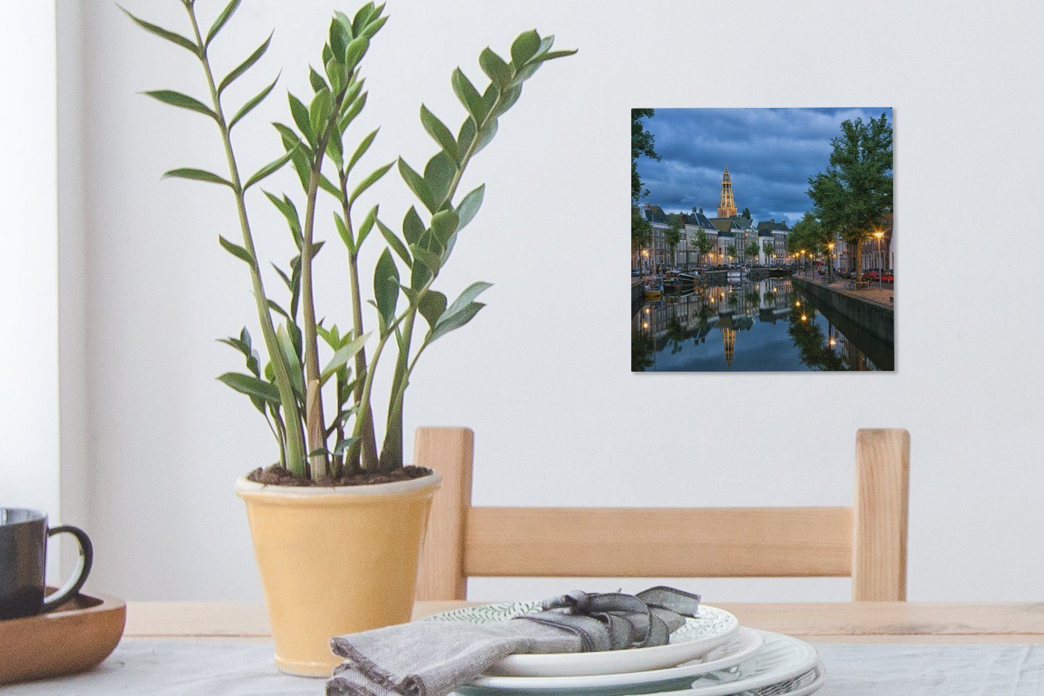 Leinwand Bilder Leinwandbild Grachtenpand, - Wohnzimmer Groningen OneMillionCanvasses® (1 für Schlafzimmer St),