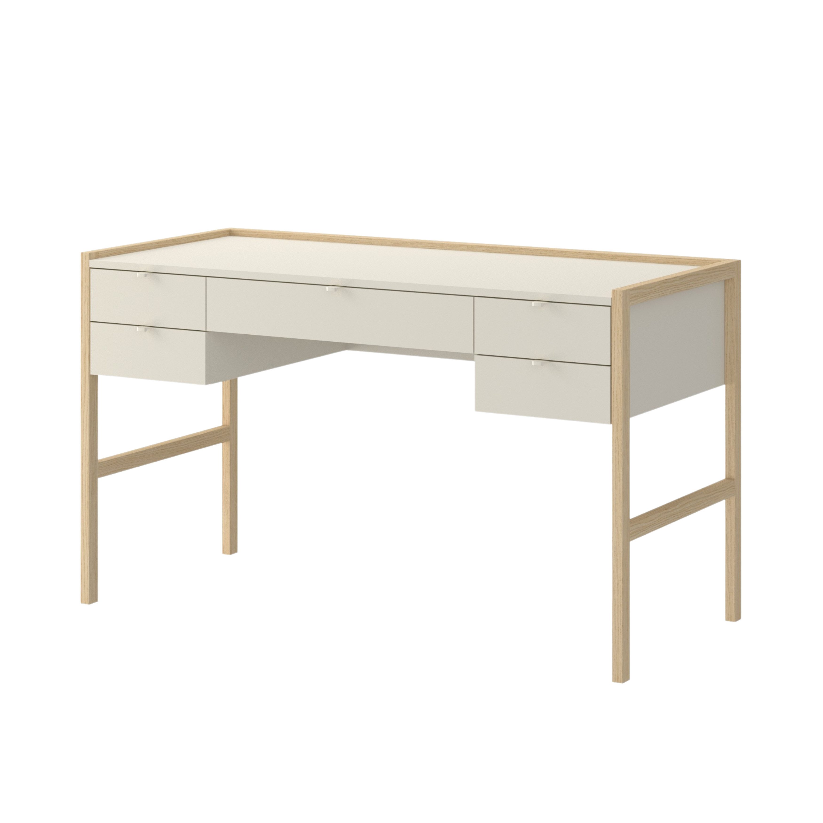 Raumhirsch Furniture Kinderschreibtisch Jugendschreibtisch, Schreibtisch, Lerntisch, Laptoptisch (Maße: 132 x 60 x 77,5 cm (große Arbeitsfläche, massives Eichenholz), Stil modern-minimalistisch, einfache Selbstmontage, mit 5 Schubladen