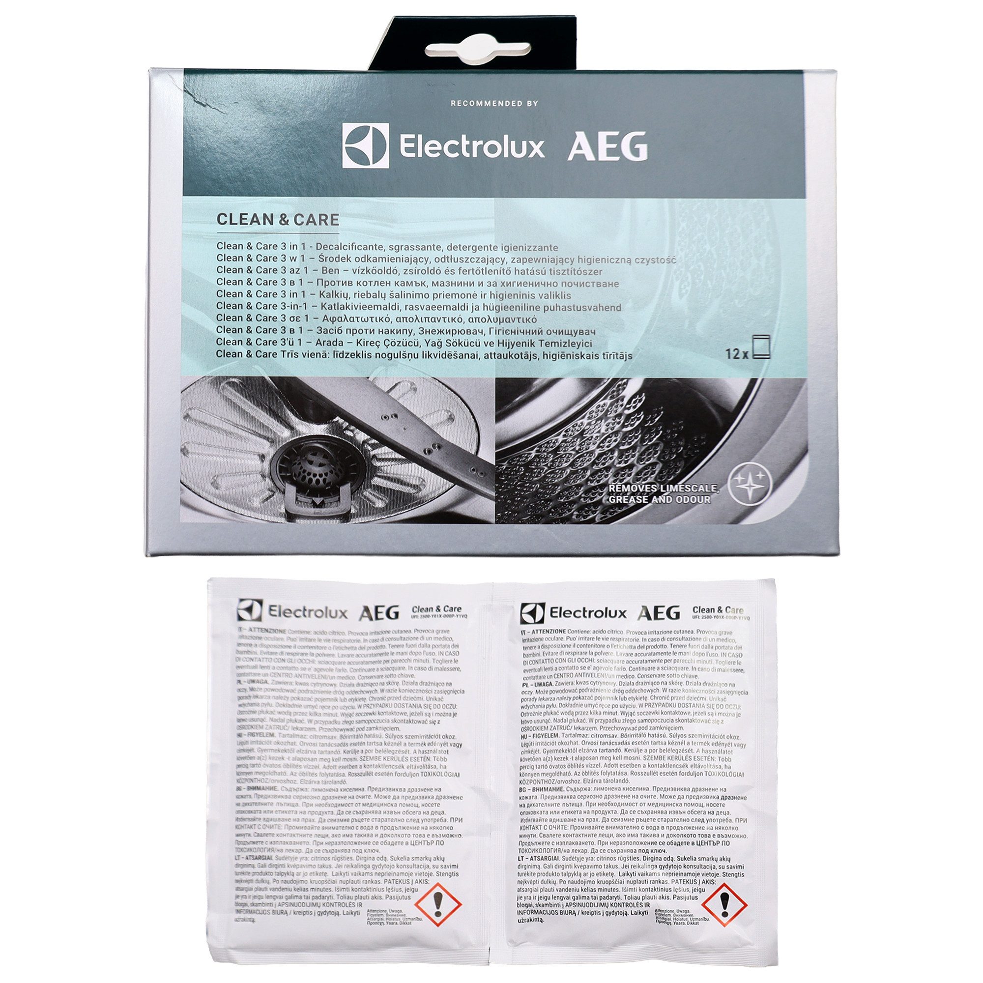 Electrolux Maschinenreiniger M3GCP400 9029799195 3in1 Clean&Care 12x50g Spülmaschinenreiniger (für Waschmaschine Geschirrspüler)