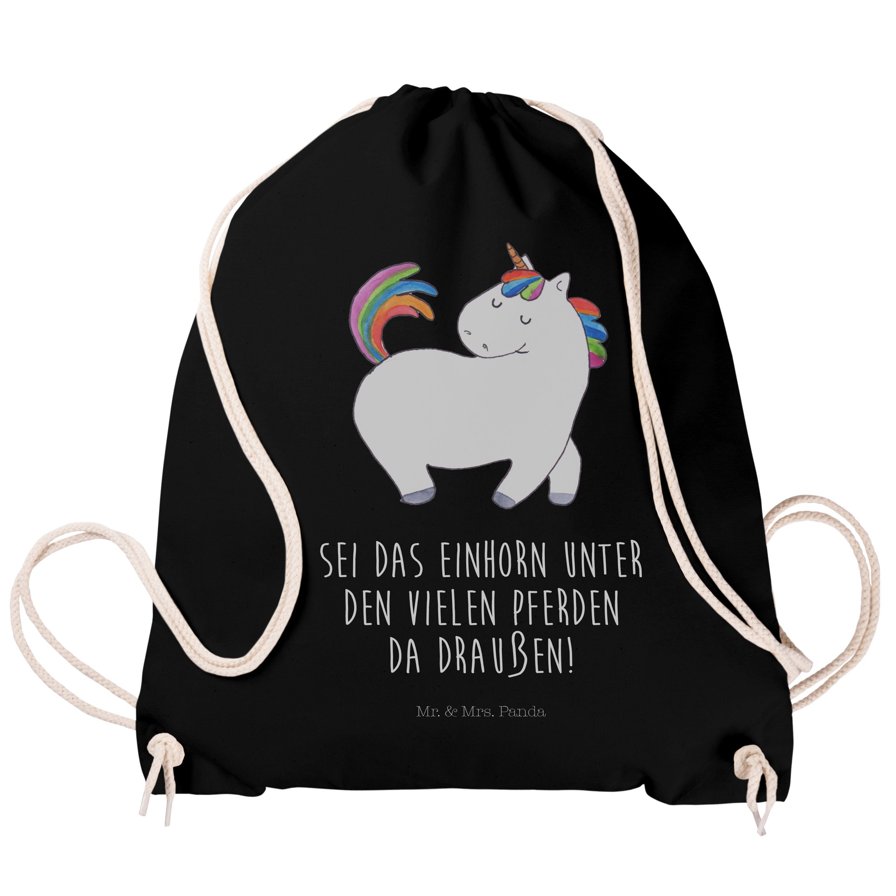 Sporttasche, - Sporttasche Tasche, Geschenk, Schwarz Mrs. (1-tlg) Einhorn Panda Mr. & - stolzierend Reiten