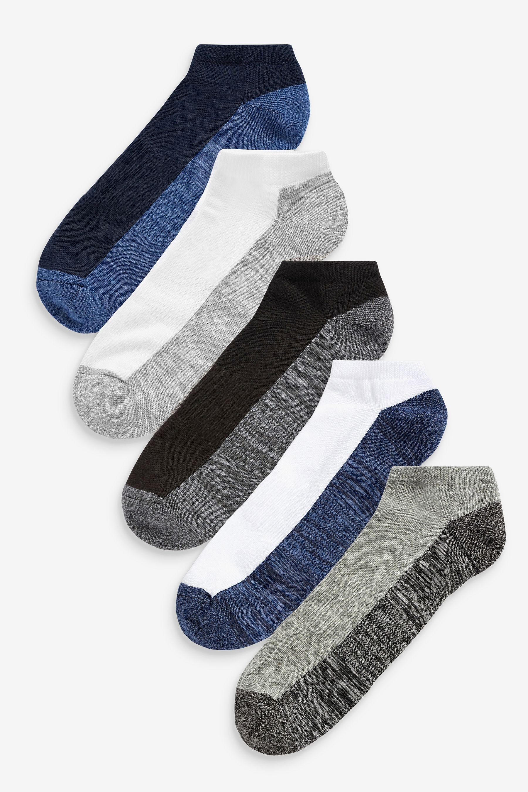 (5-Paar) Blue/Grey Next Sneakersocken Gepolsterte Sneakersocken