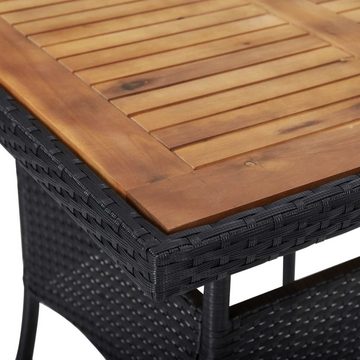 DOTMALL Gartentisch Poly Rattan und Massivholz Akazie,stabil, wetterfest & UV-beständig