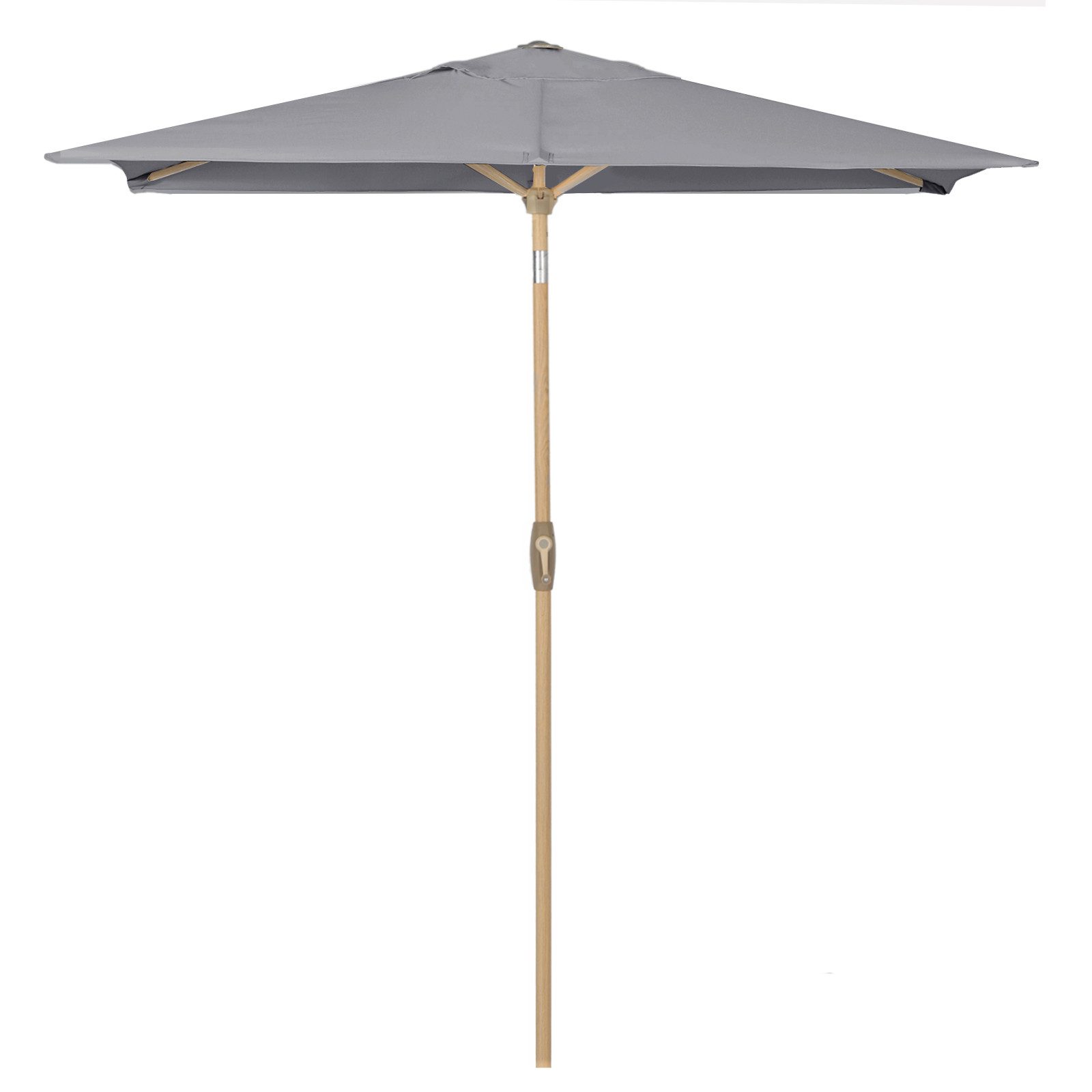 Sekey Sonnenschirm 210 x 140cm Aluminium Balkonschirm Rechteckig in Holzoptik, mit Kurbel, LxB: 210,00x140,00 cm, Sonnenschutz UV50+