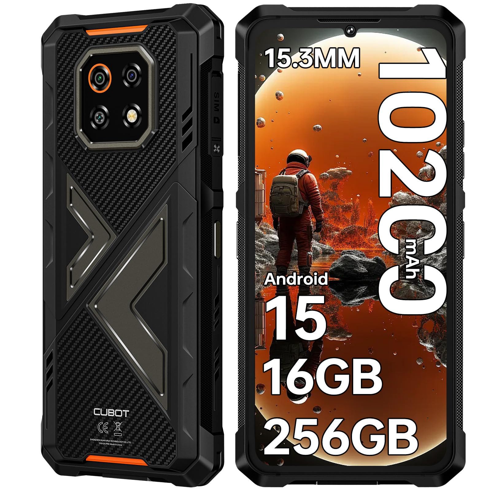 Cubot Kingkong ES 3 Android 15 Outdoor Handy Ohne Vertrag Smartphone (17,13 cm/6.745 Zoll, 256 GB Speicherplatz, 48 MP Kamera, 10200mAh, 4G Dual SIM, NFC, OTG, IP68 Wasserdicht Baustellenhandy)