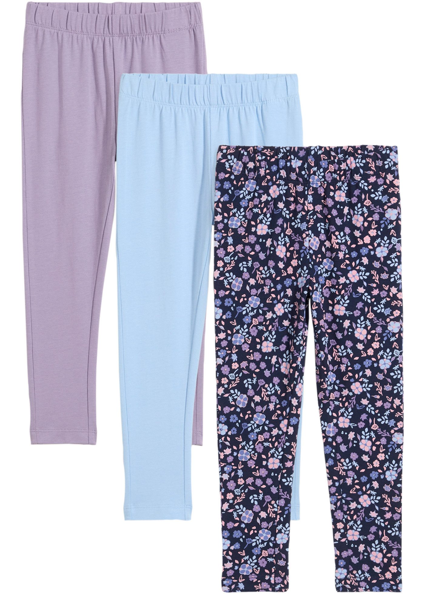 bonprix Leggings (Packung, 3-tlg) aus Baumwolle mit Elasthan, bequeme Passform