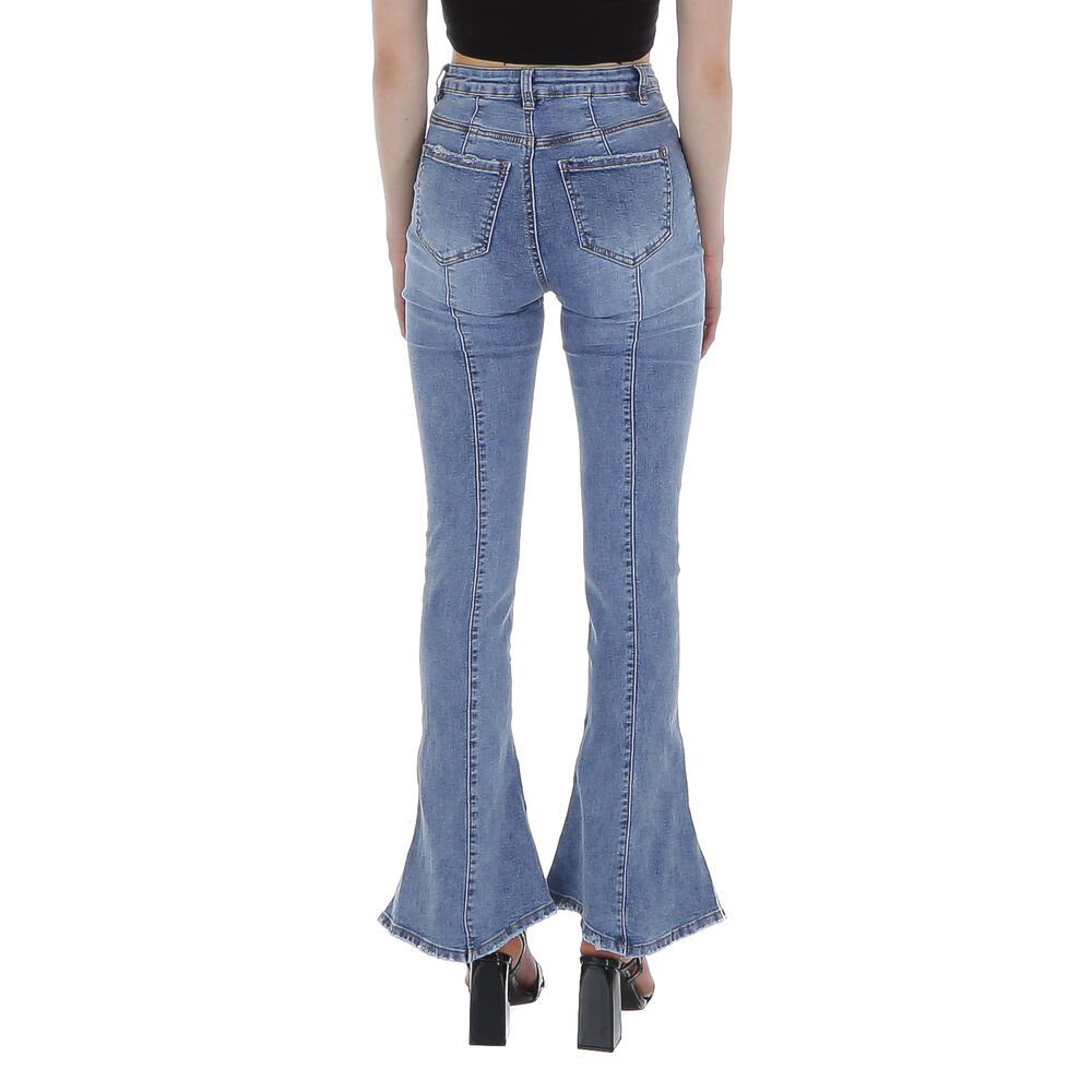 Ital-Design Hellblau Used-Look Freizeit Stretch Bootcut-Jeans Damen Bootcut in Jeans