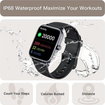 GYDOM Smartwatch (1,5 Zoll, Android iOS), Herren Fitness Tracker Alexa Bluetooth Anruf/Antwort Pulsmesser Uhr