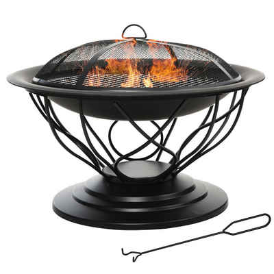 Outsunny Holzkohlegrill 2-in-1 Feuerschale mit Grillrost