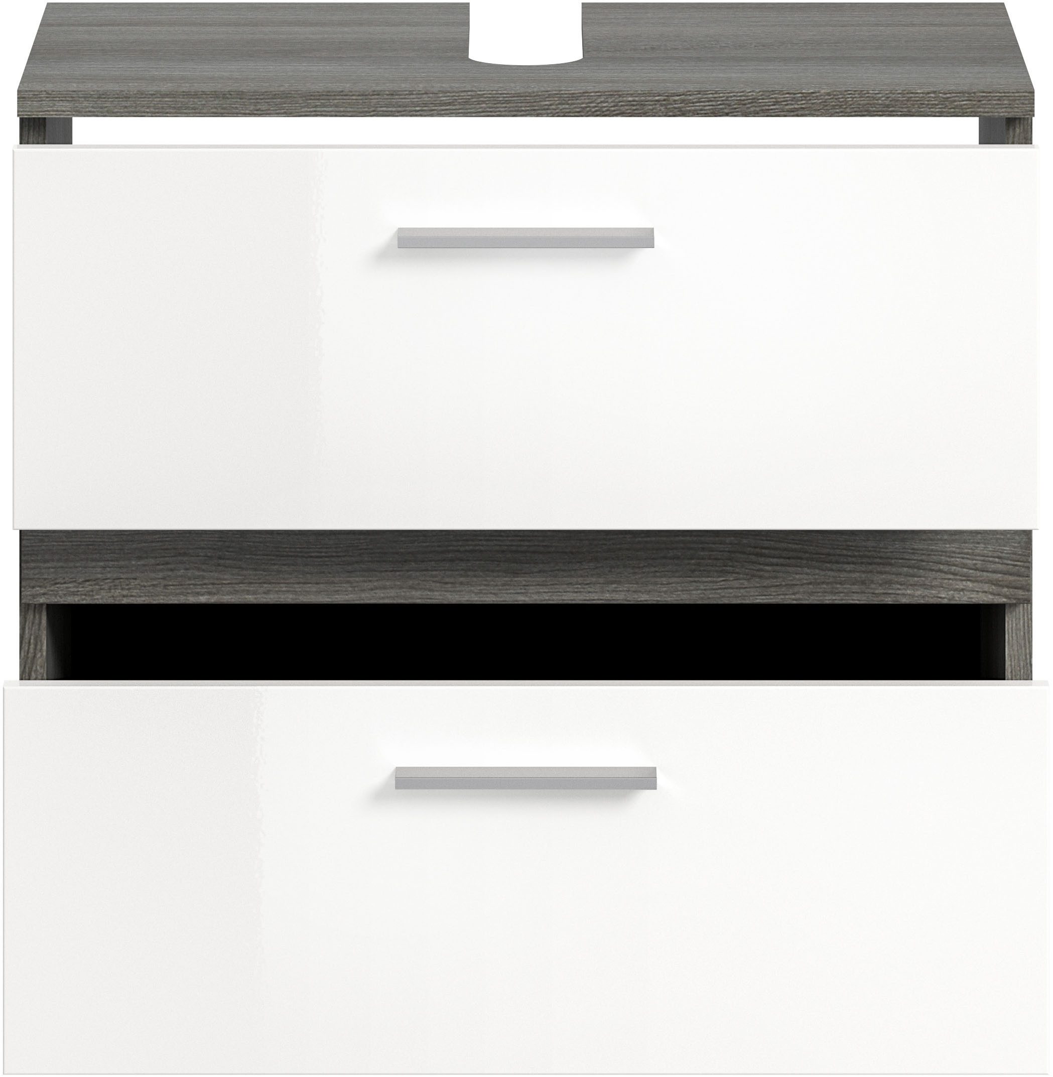 welltime Waschbeckenunterschrank LUCCA, Breite 60 cm, 2 Schubkästen, hochwertige MDF Front Badschrank, Bad-Möbel, Badezimmer – Bild 4 von 5