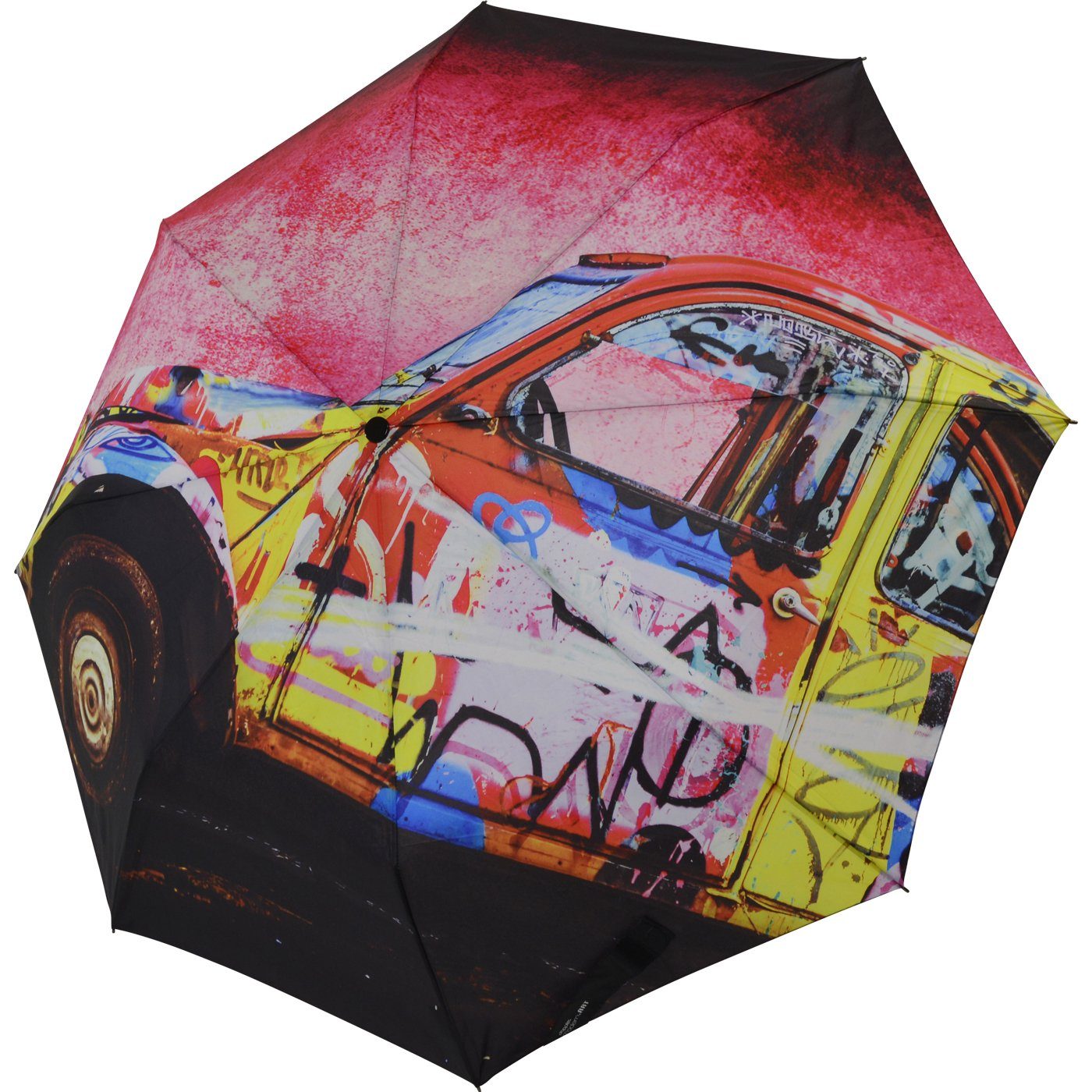 doppler® Taschenregenschirm auffällig bedruckter mit auf modernes stabilen Taschenschirm Handöffner, Damenschirm einem Design