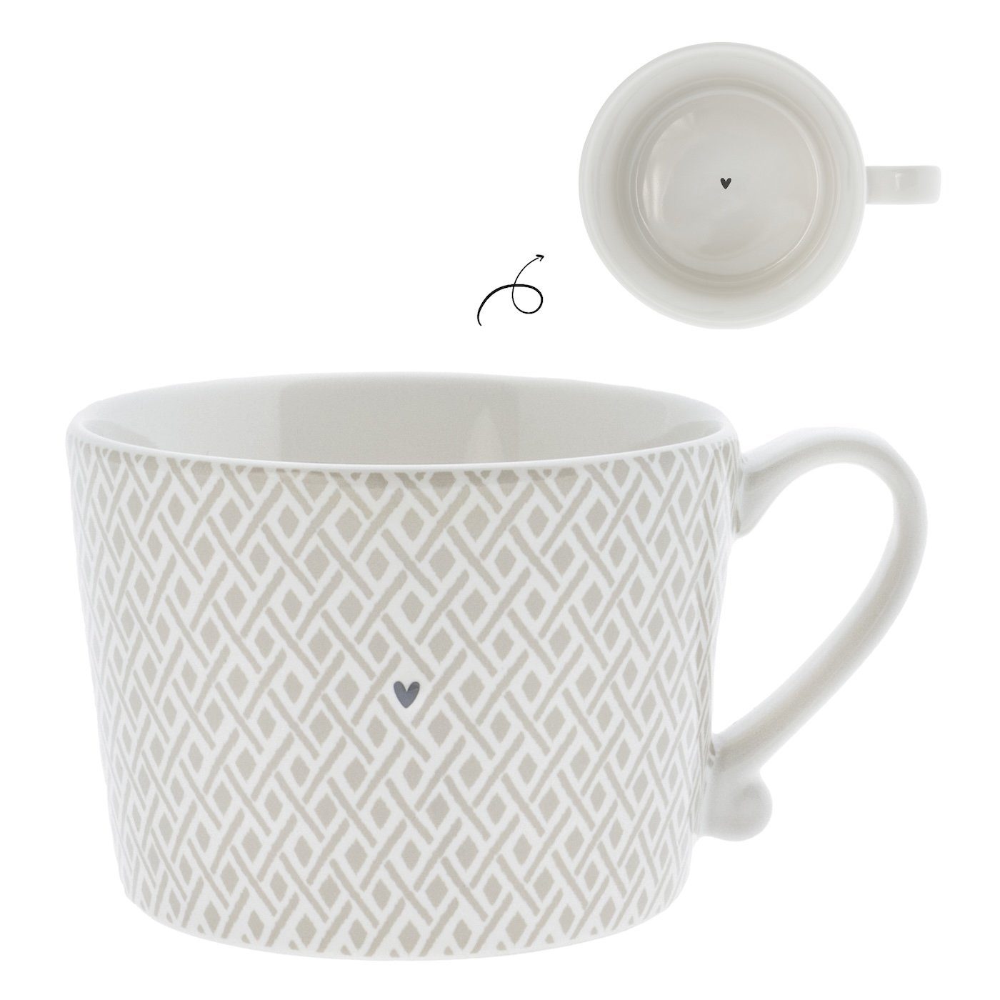 Collections Check Tasse mit handbemalt (RJ/CUP Tasse weiß Keramik BT), Henkel Bastion Keramik, Little titane 112