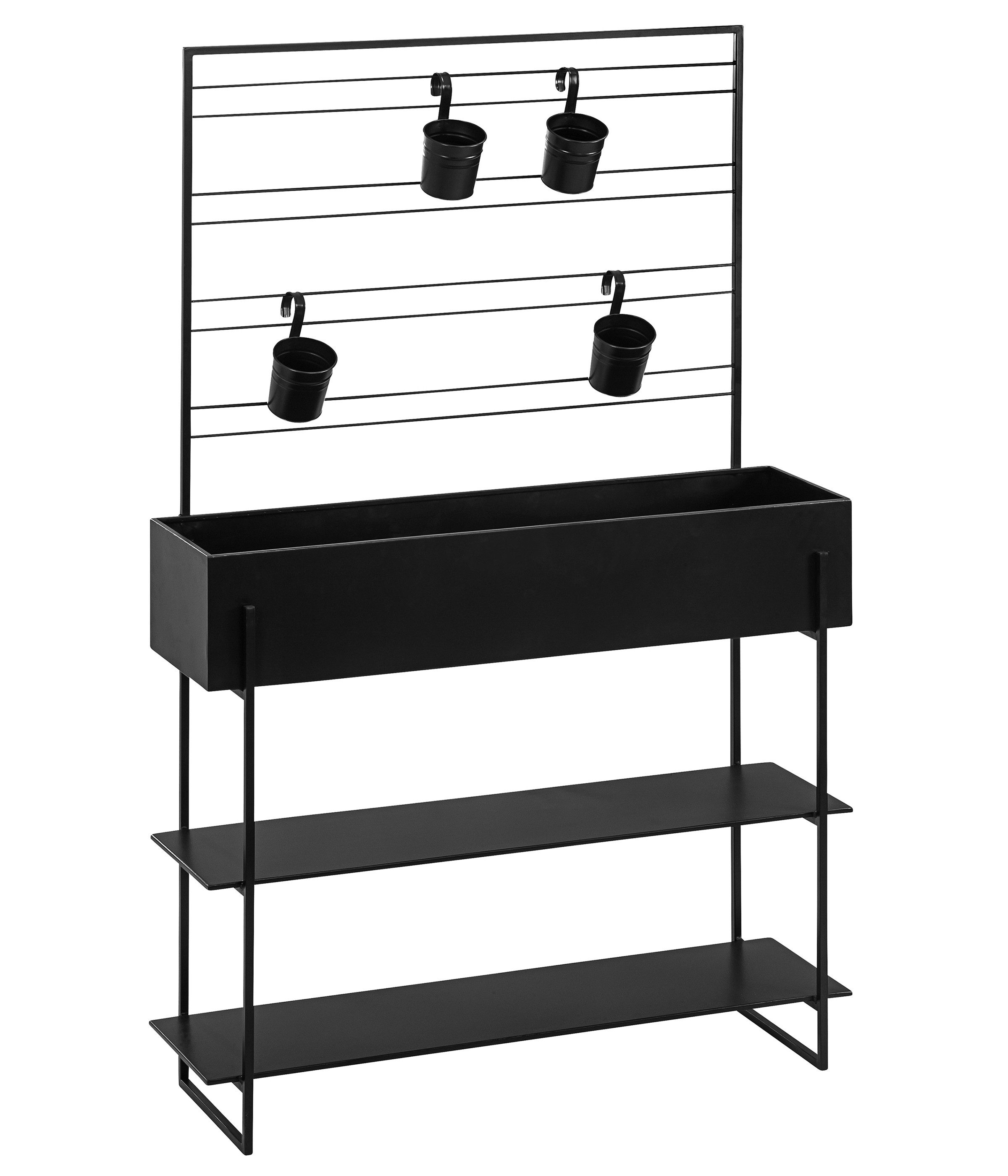 Dehner Hochbeet Provence, 160 x 100 x 30 cm, Metall schwarz, Balkonhochbeet mit Dekofläche