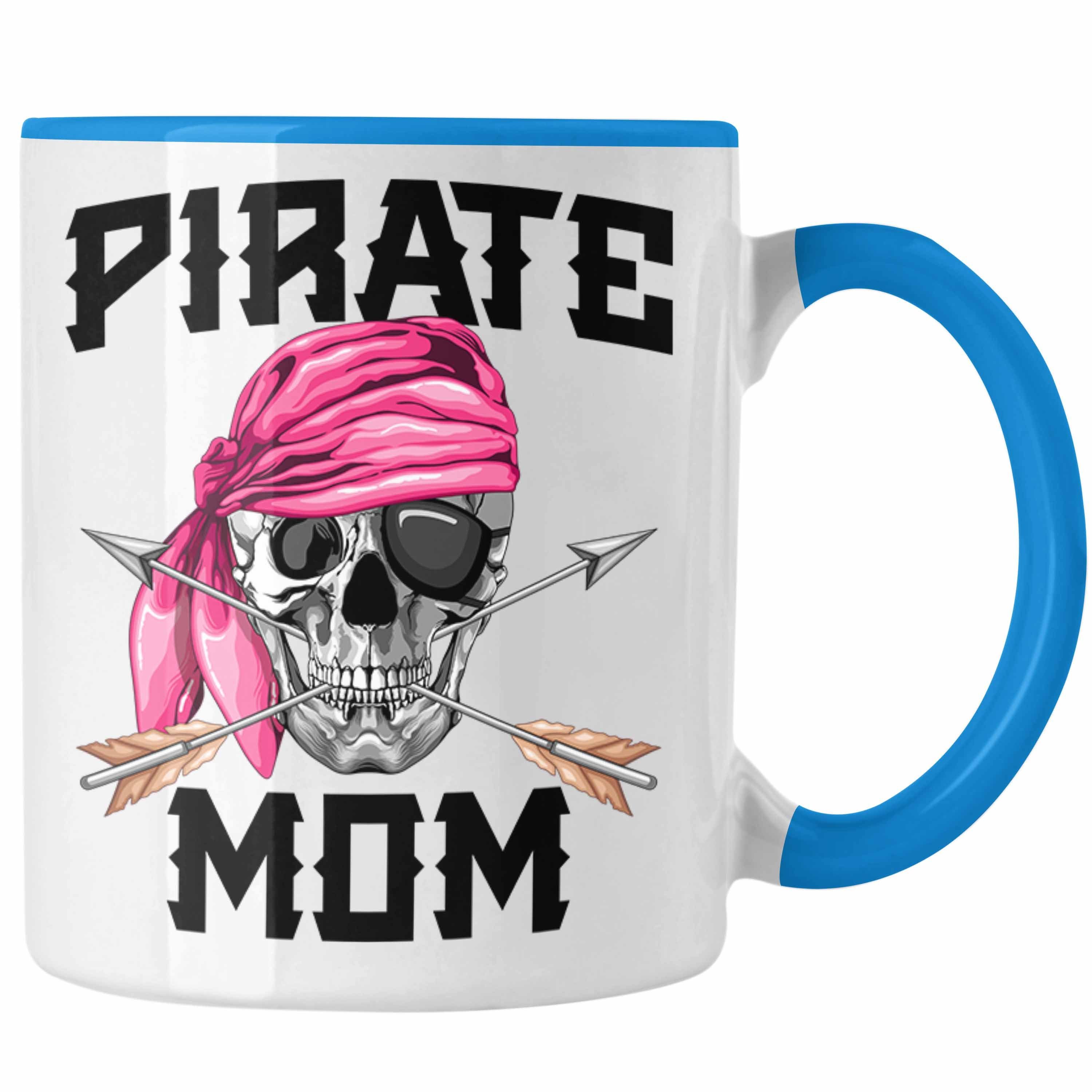 Trendation Tasse Pirate Mom Tasse Geschenk Muttertag für eine Piraten Mutter Blau