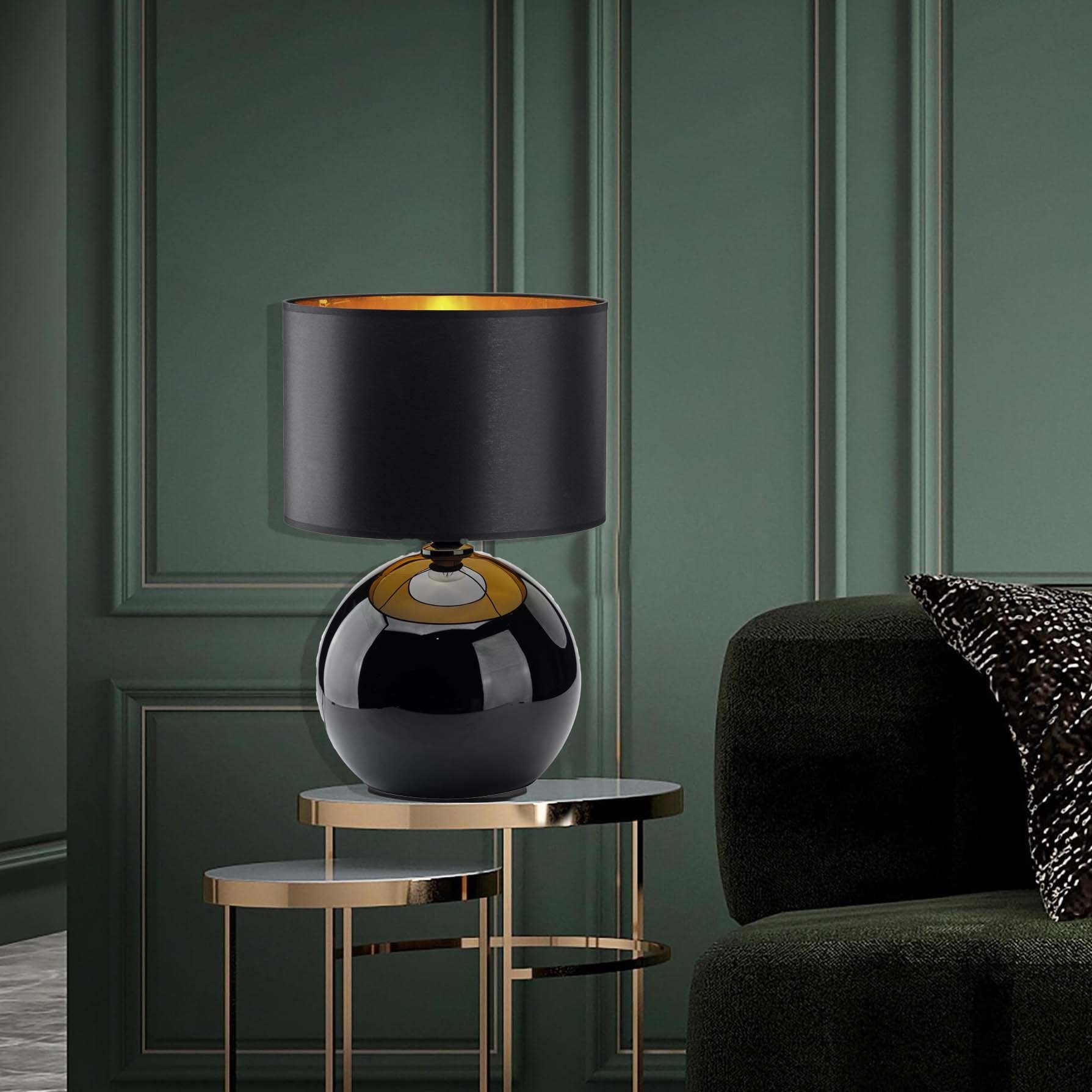 Signature Home Collection Nachttischlampe Glaslampe schwarz weiß bauchig mi günstig online kaufen