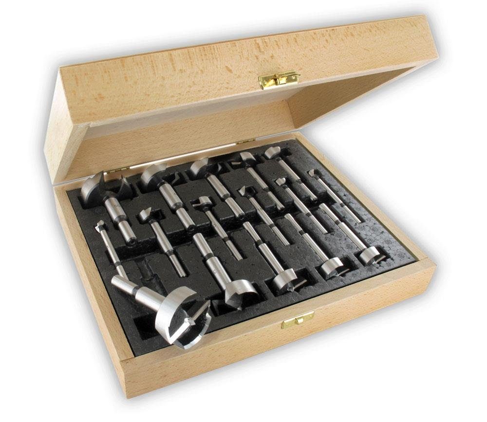 ENT European Norm Tools Holzbohrer 40316 16-tlg. Forstnerbohrer-Set Premium, in Ø 10 - 50 mm - Werkzeugstahl