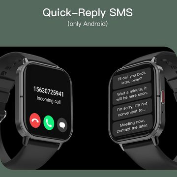 findtime Anrufprotokolle synchronisieren Smartwatch (1,83 Zoll, Android, iOS), mit Telefonfunktion, Blutdruckmessung Gesundheitsuhr Laufuhr Pulsuhr
