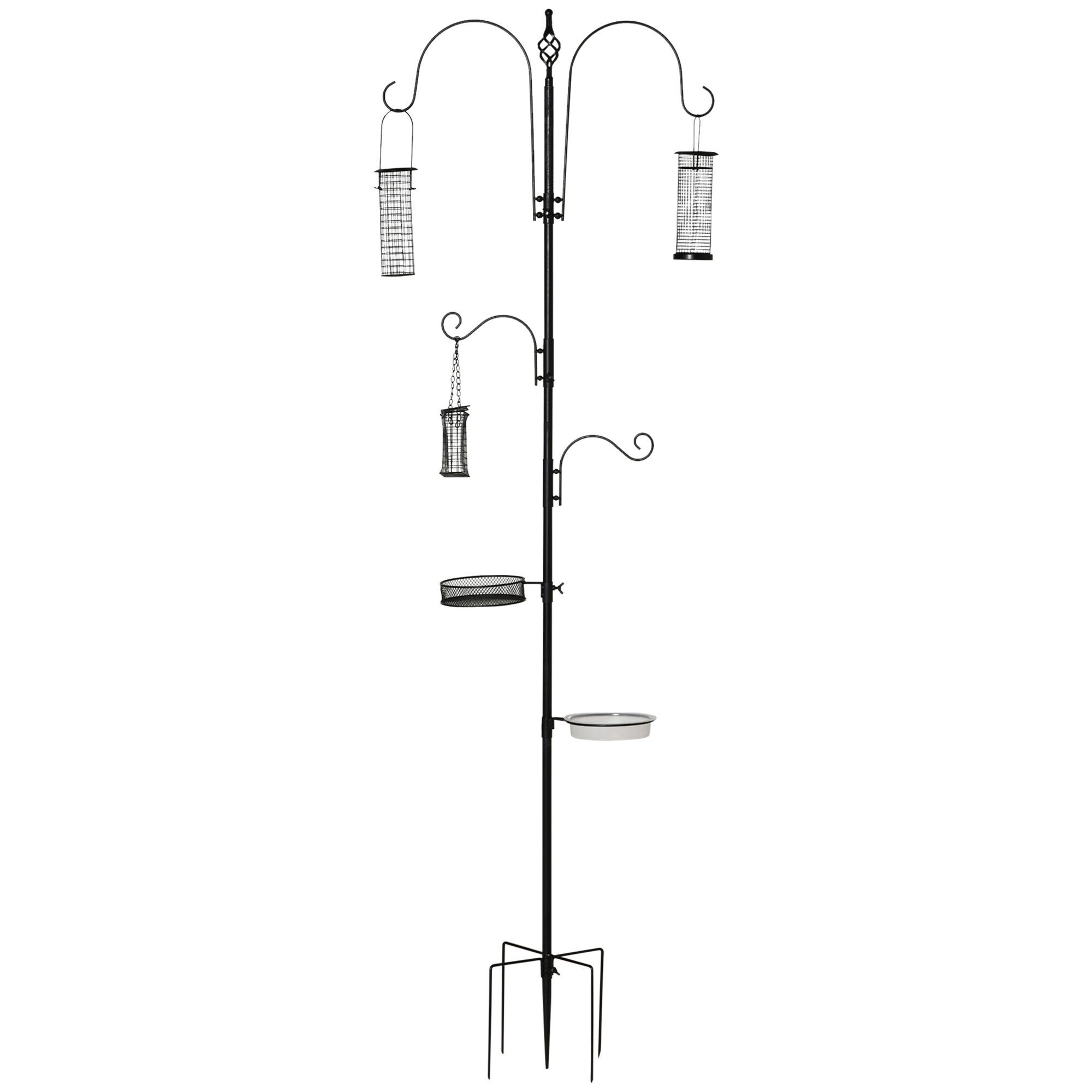 PawHut Vogeltränke inkl. 4 Haken 1.024 l, für Garten, Balkon, Schwarz