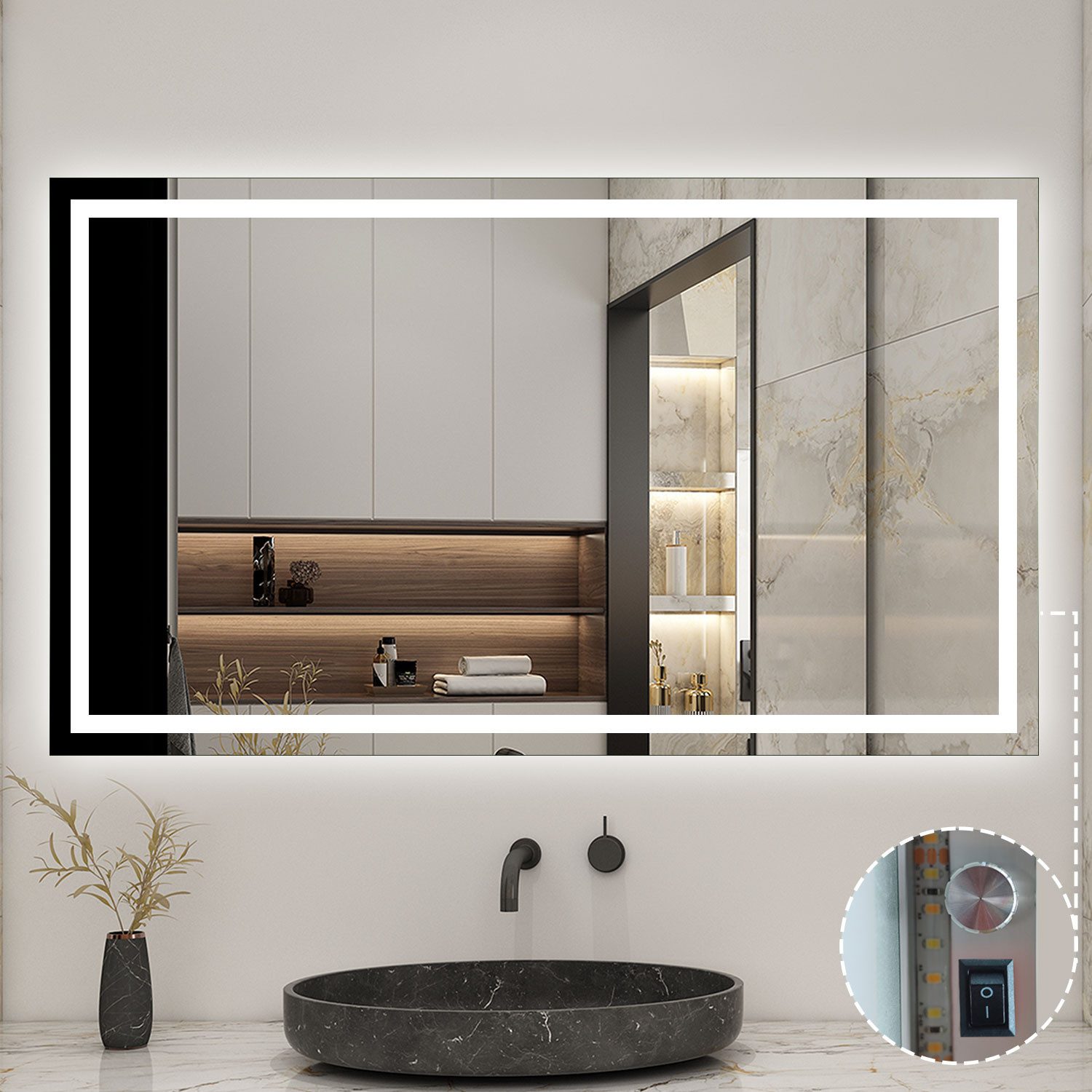 Aica Sanitär Badspiegel Wandspiegel Badezimmerspiegel Lichtspiegel günstig online kaufen
