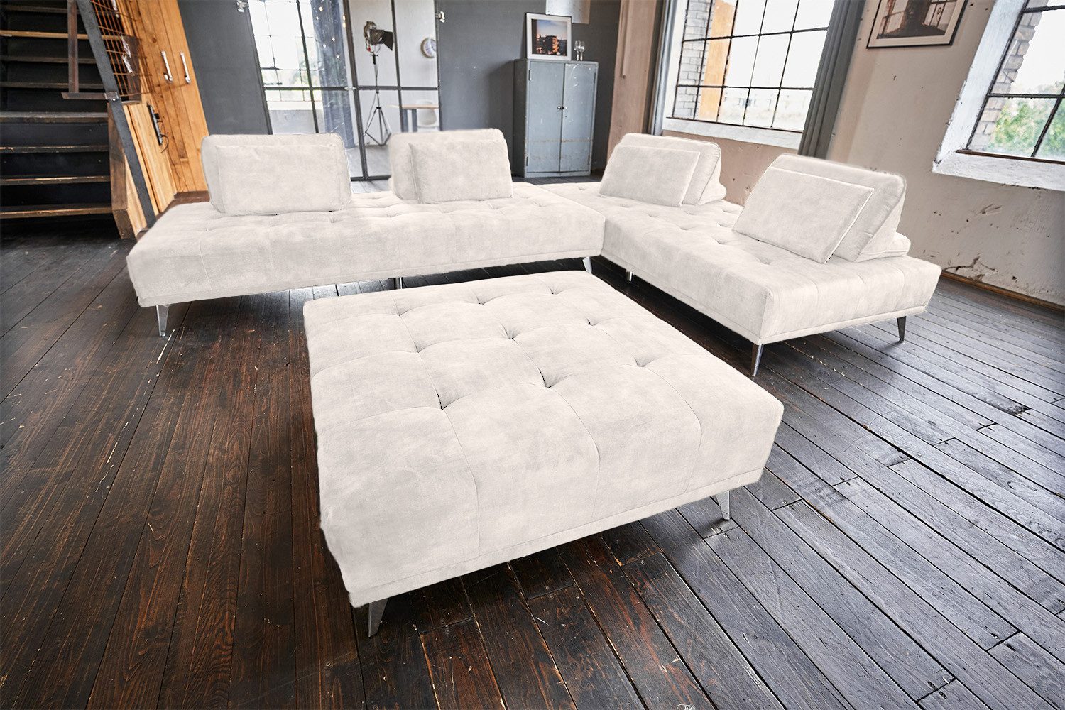 KAWOLA Schlafsofa WIOLO, Couch Stoff oder Velvet, mit oder ohne Hocker, verschiedene Farben