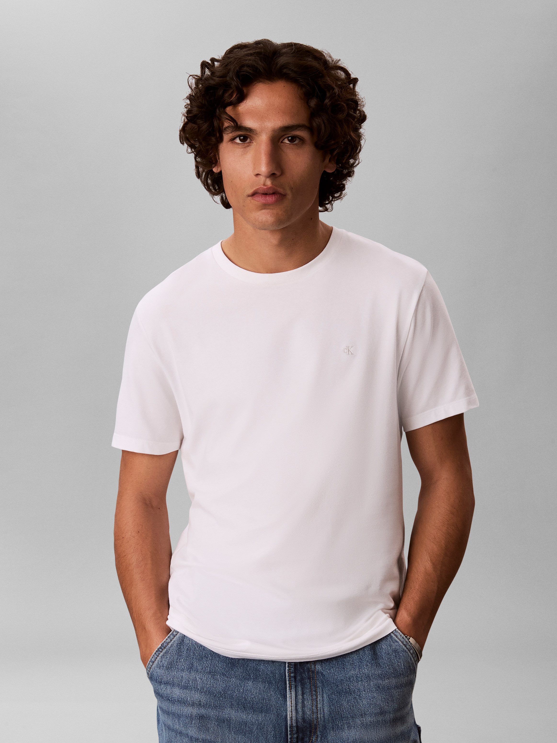 Calvin Klein Jeans T-Shirt SS STRETCH COTTON SLIM TEE Mit Rundhalsausschnitt – Bild 5 von 5
