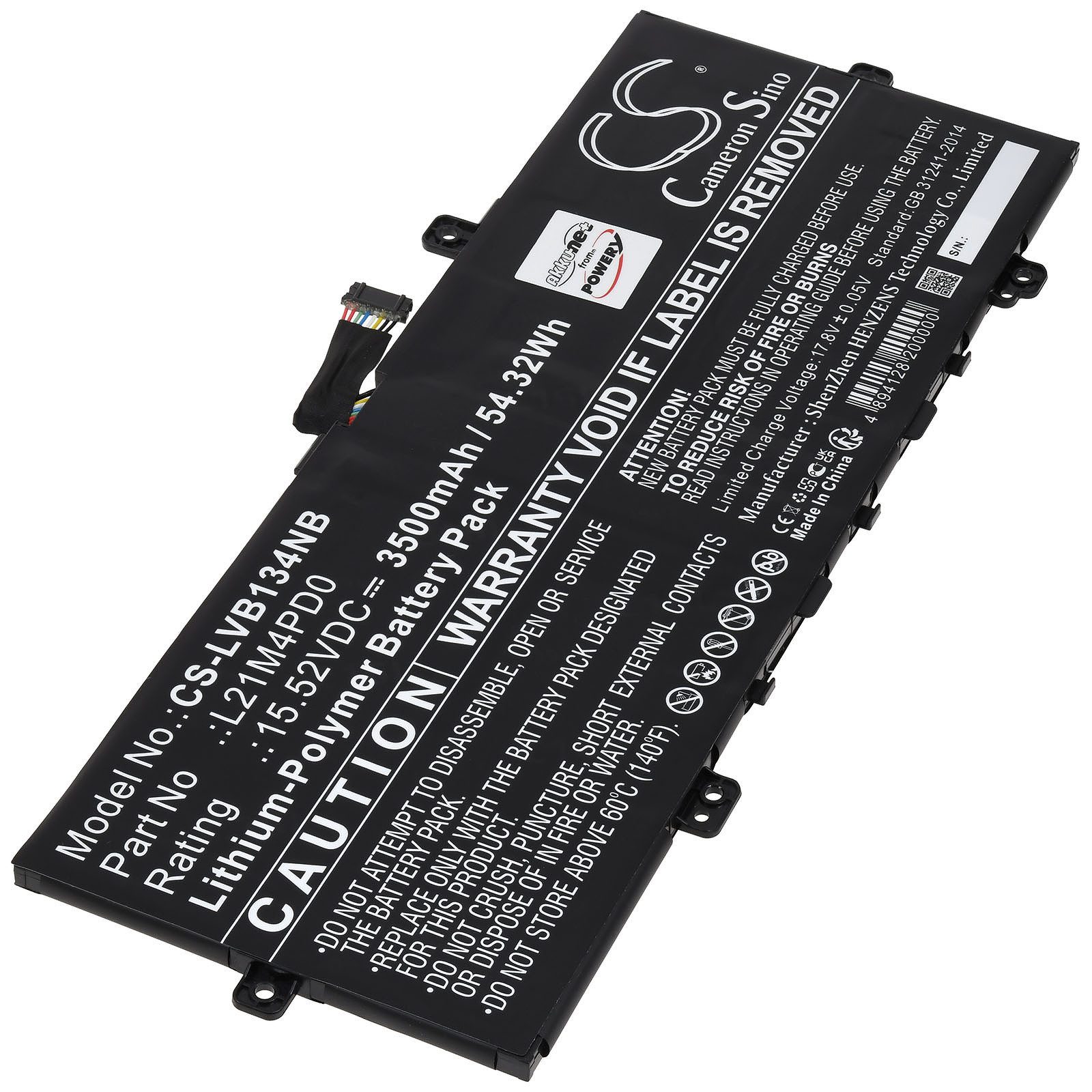 Powery Akku für Lenovo Typ L21B4PD0 Laptop-Akku 3500 mAh (15.52 V)