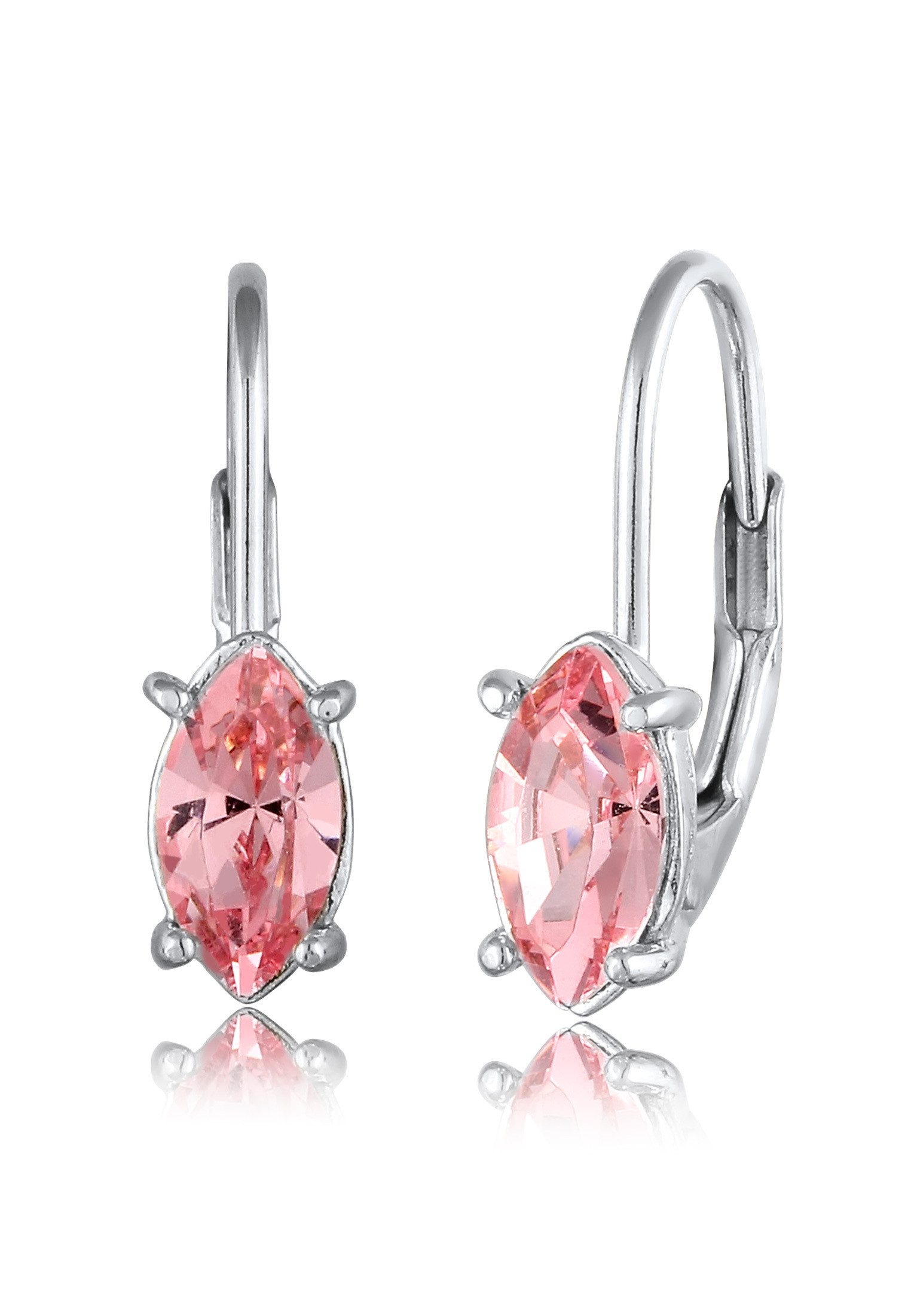 Ohrhänger-Set Ohrhänger Marquise Glas Kirstalle Rose 925 Sterling Silber