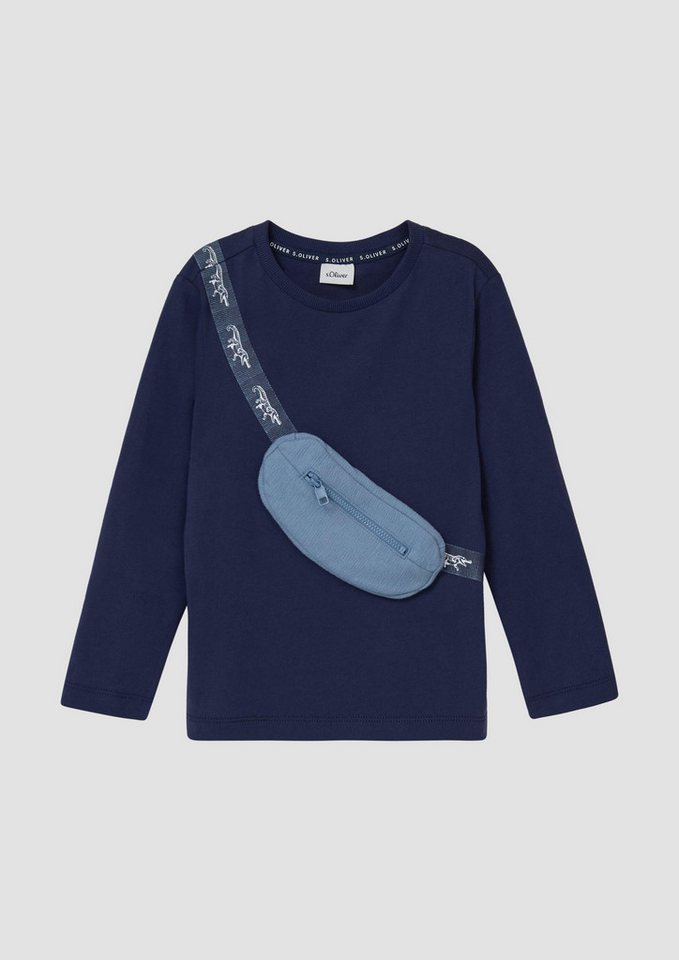 s.Oliver Langarmshirt T-Shirt Jersey-Longsleeve mit aufgesetzter Reißverschlusstasche
