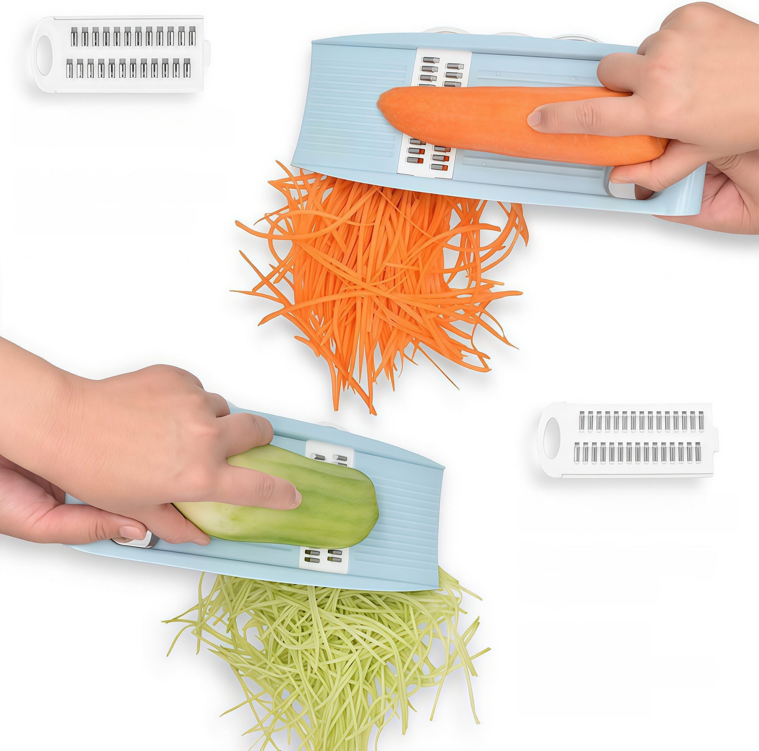 FOUORTUNATE-BEE Gemüsehobel 5-in-1 Multifunktionaler Gemüseschneider – 7-teiliges Set, Praktisches Küchenset für Gemüse, Obst und mehr – Bild 4 von 5