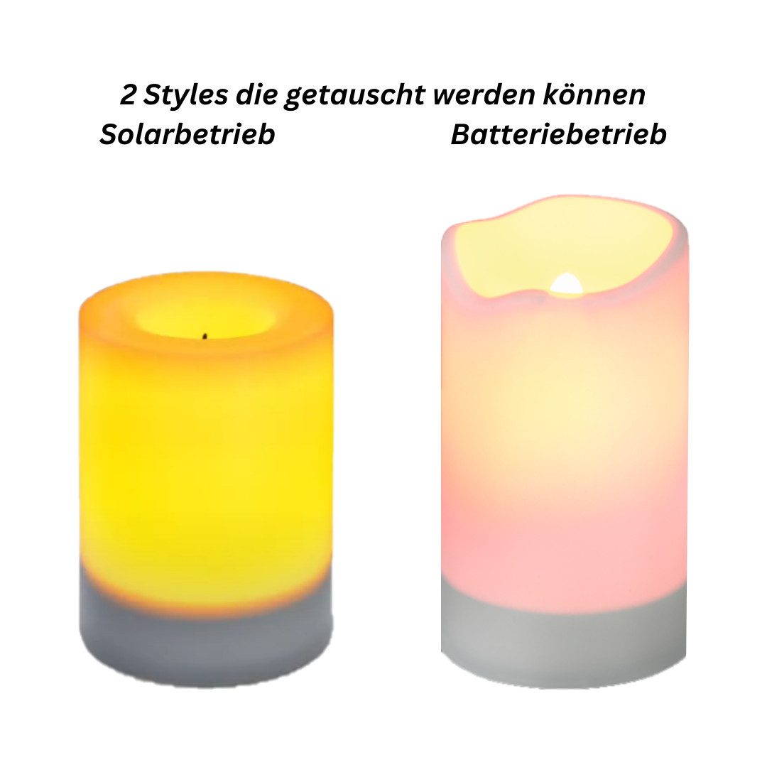 technik@all LED Laterne LED-Glaslaternen 2er Set – Kombipack für Solar- oder Batteriebetrieb, LED, Gelb, Solar- oder Batteriebetrieb inkl. Wechselkerzen